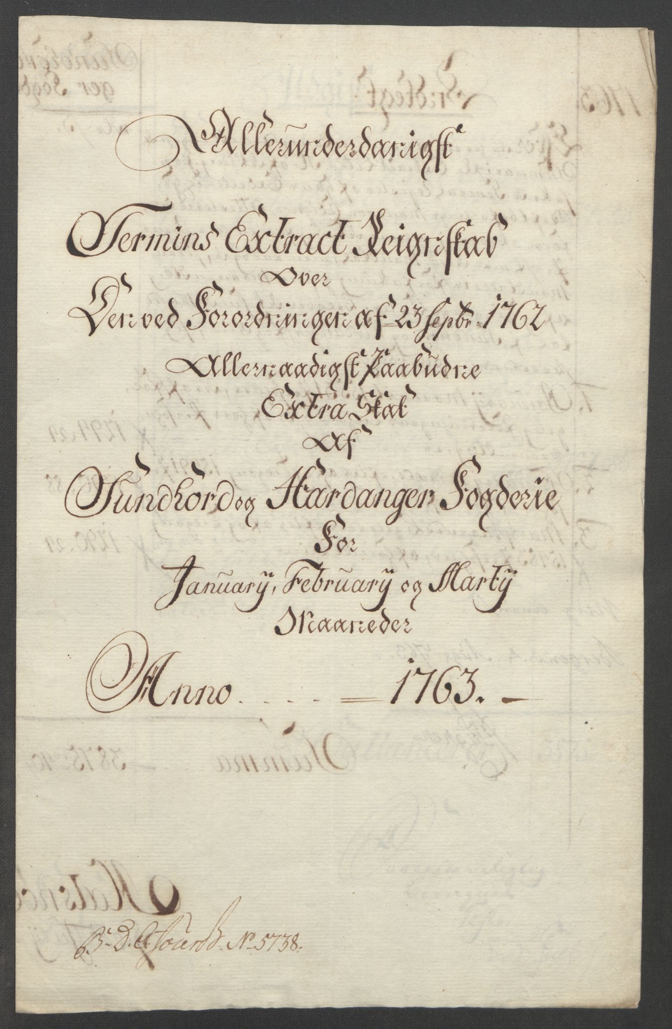 Rentekammeret inntil 1814, Reviderte regnskaper, Fogderegnskap, AV/RA-EA-4092/R48/L3136: Ekstraskatten Sunnhordland og Hardanger, 1762-1772, p. 23