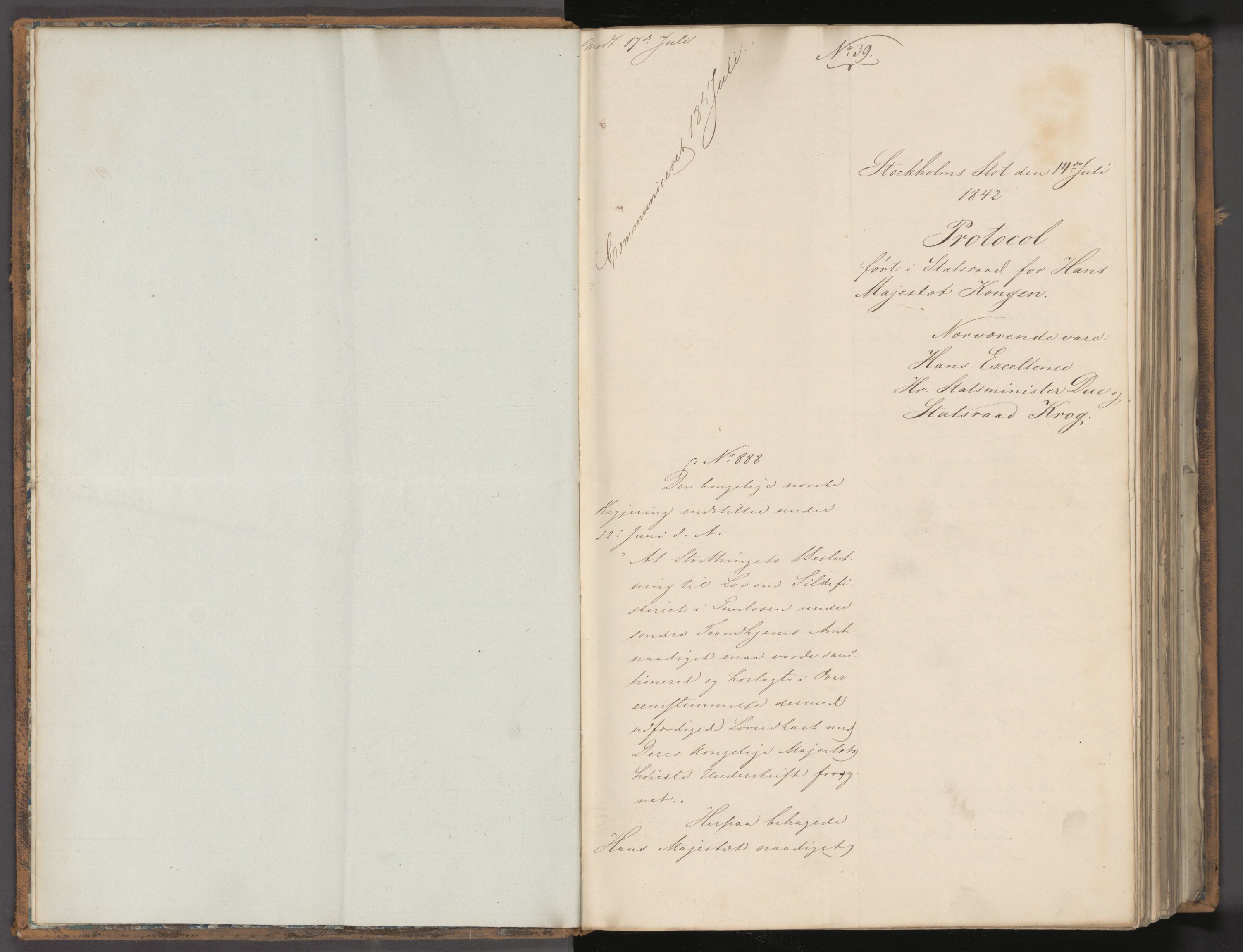 Statsrådssekretariatet, AV/RA-S-1001/A/Ab/L0056: Kgl. res. nr. 888-1646, 2. halvår, 1842