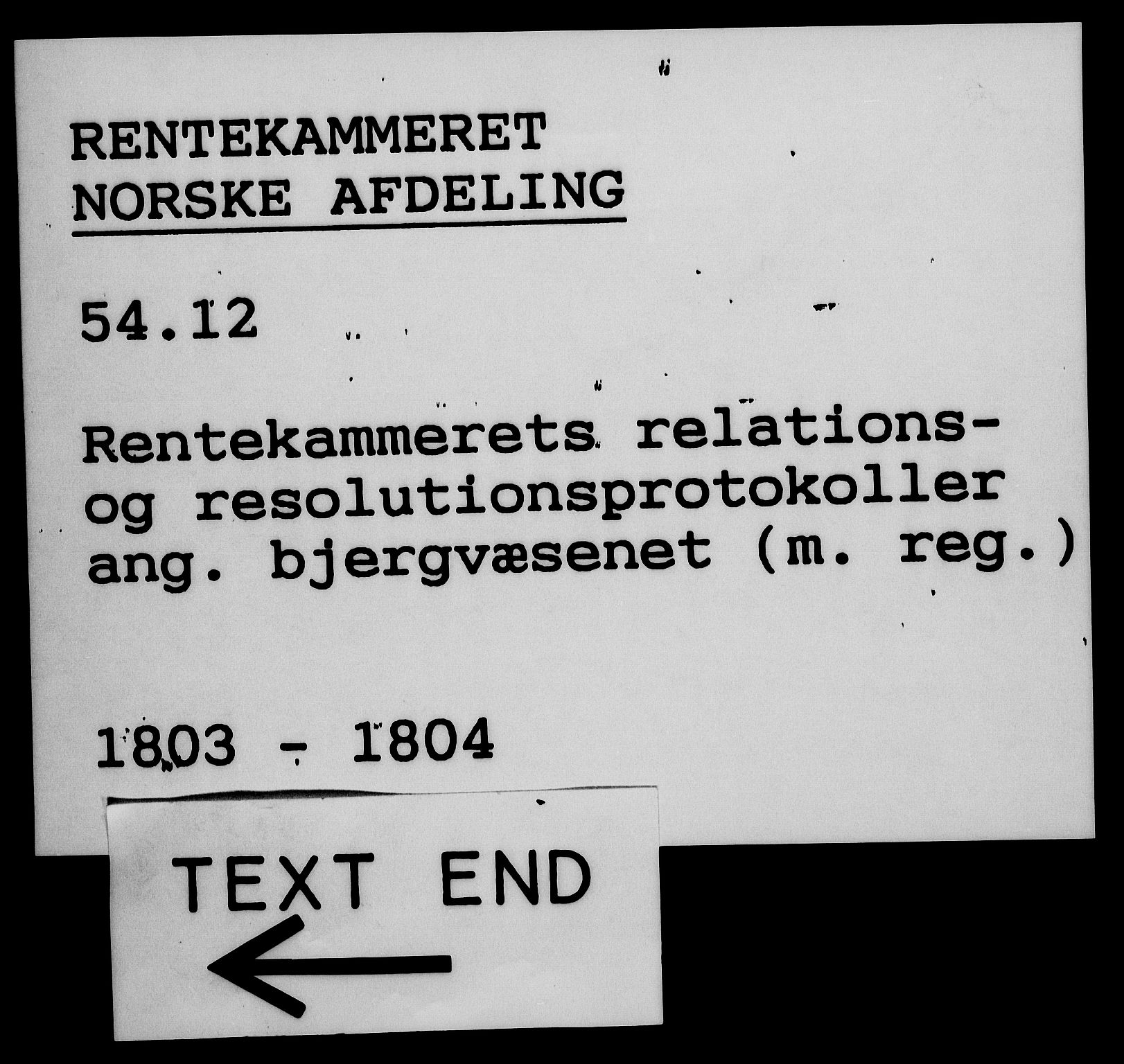 Rentekammeret, Renteskriverkontorene, AV/RA-EA-3115/M/Mf/Mfb/L0006: Relasjons- og resolusjonsprotokoll med register (merket RK 54.12), 1803-1804