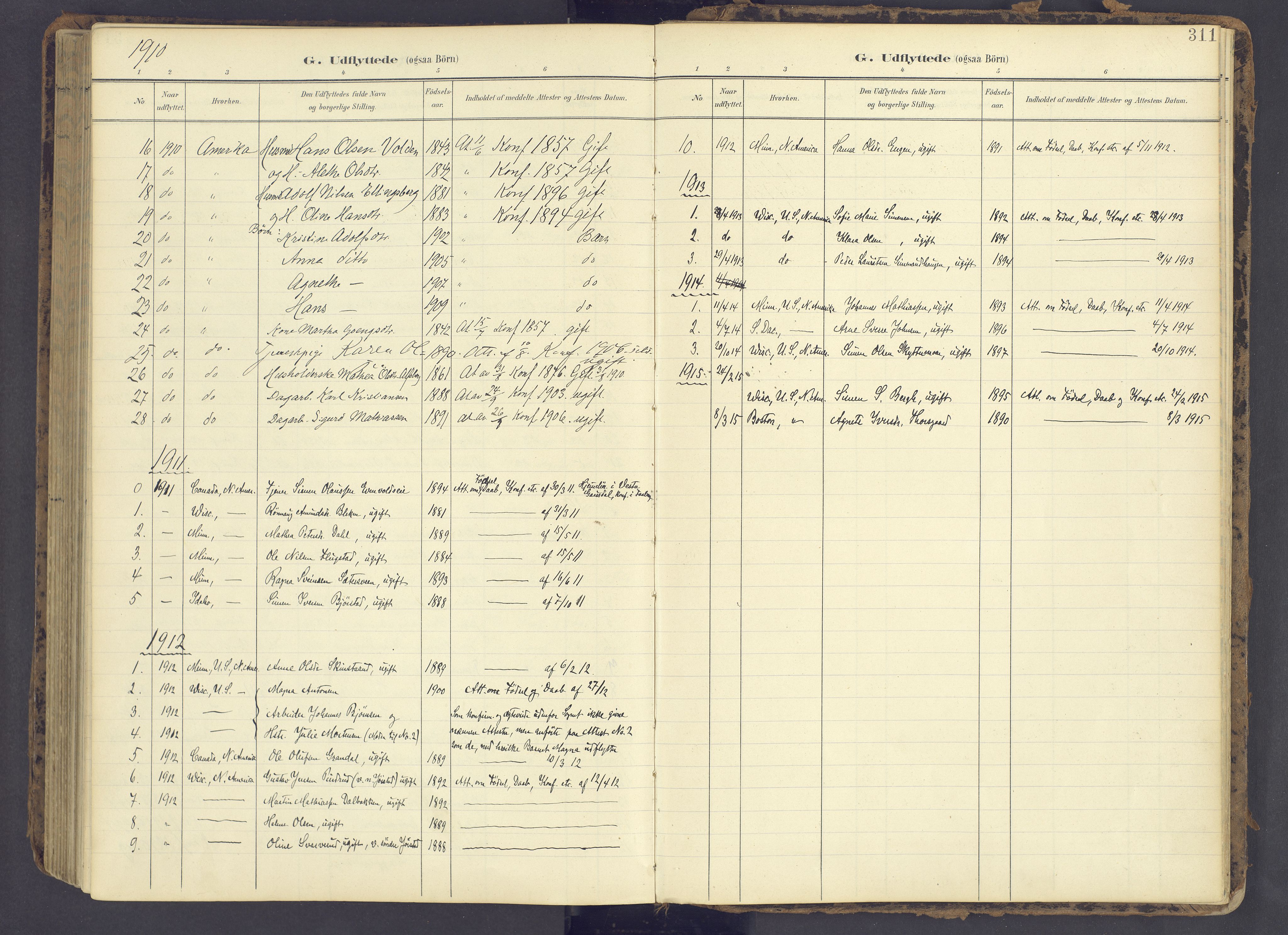 Fåberg prestekontor, SAH/PREST-086/H/Ha/Haa/L0012: Parish register (official) no. 12, 1899-1915, p. 311