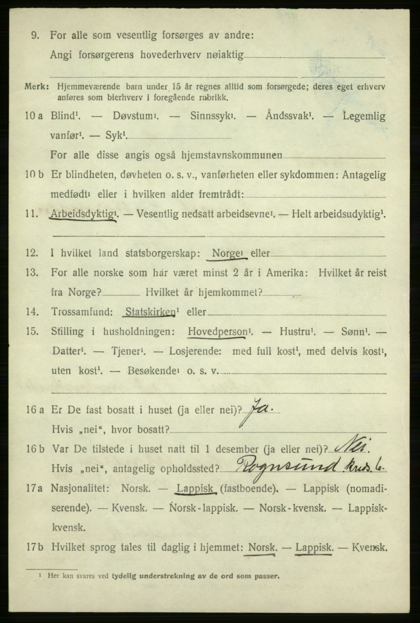 SATØ, 1920 census for Talvik, 1920, p. 4993