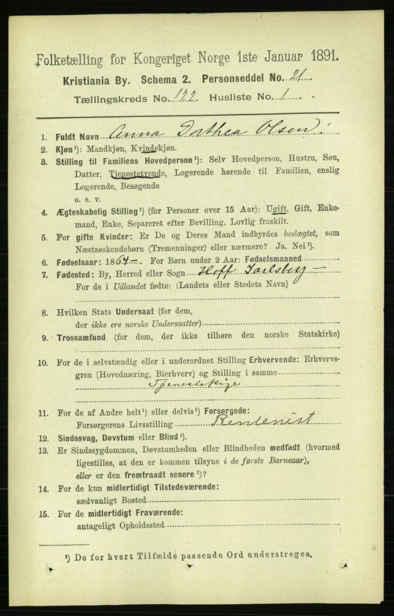 RA, 1891 census for 0301 Kristiania, 1891, p. 64638