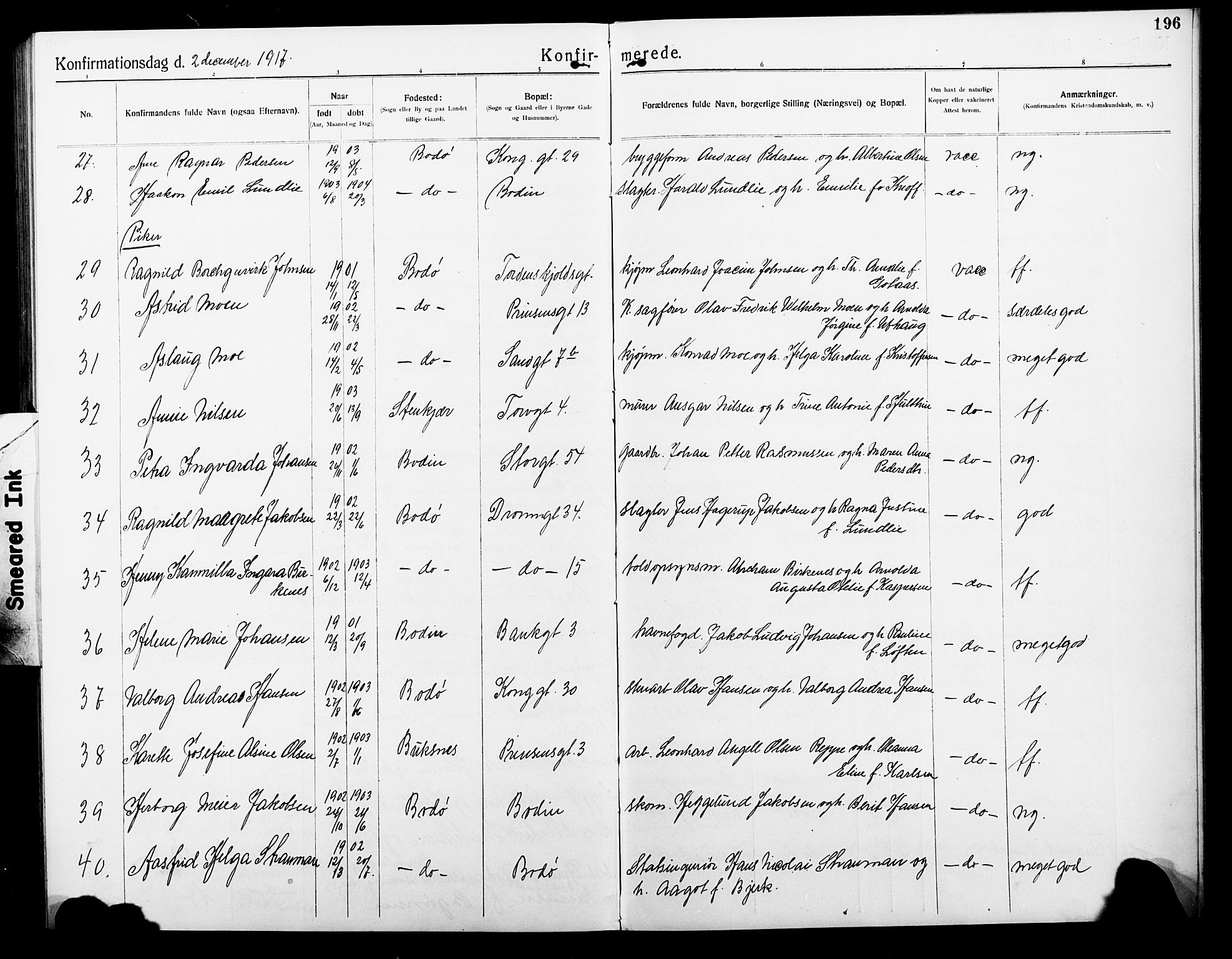 Ministerialprotokoller, klokkerbøker og fødselsregistre - Nordland, AV/SAT-A-1459/801/L0034: Parish register (copy) no. 801C09, 1910-1922, p. 196