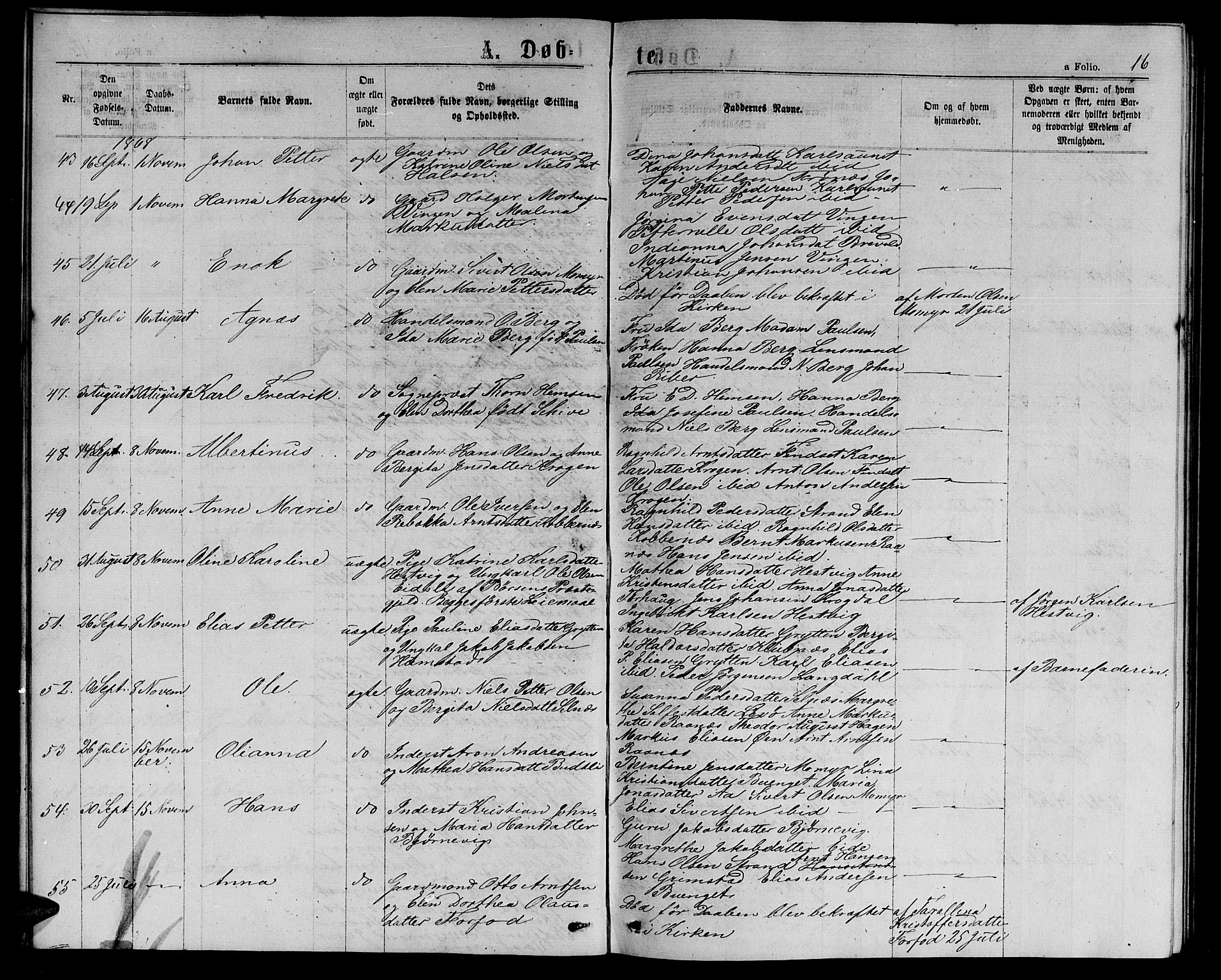 Ministerialprotokoller, klokkerbøker og fødselsregistre - Sør-Trøndelag, SAT/A-1456/655/L0686: Parish register (copy) no. 655C02, 1866-1879, p. 16