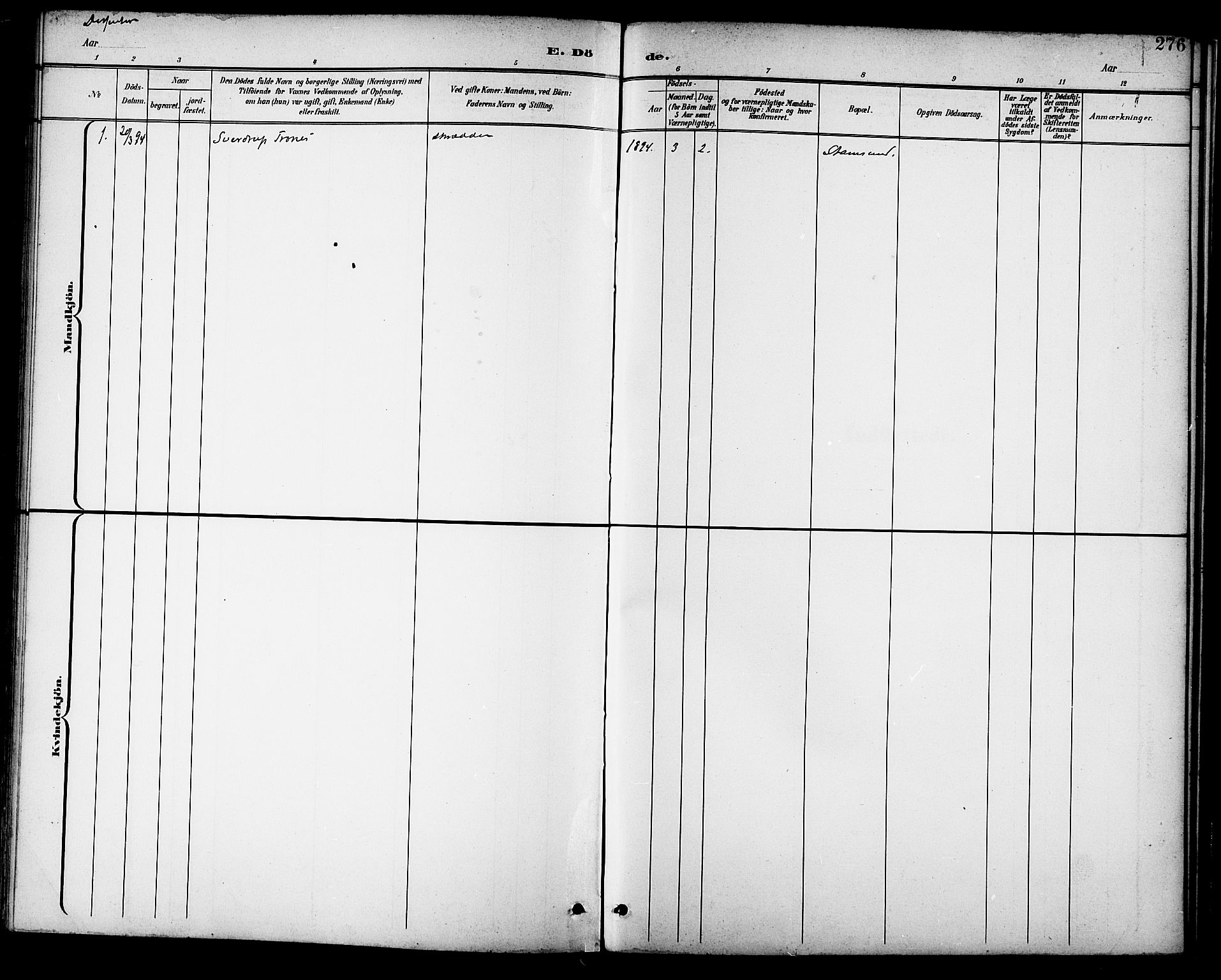 Ministerialprotokoller, klokkerbøker og fødselsregistre - Nordland, SAT/A-1459/882/L1179: Parish register (official) no. 882A01, 1886-1898, p. 276