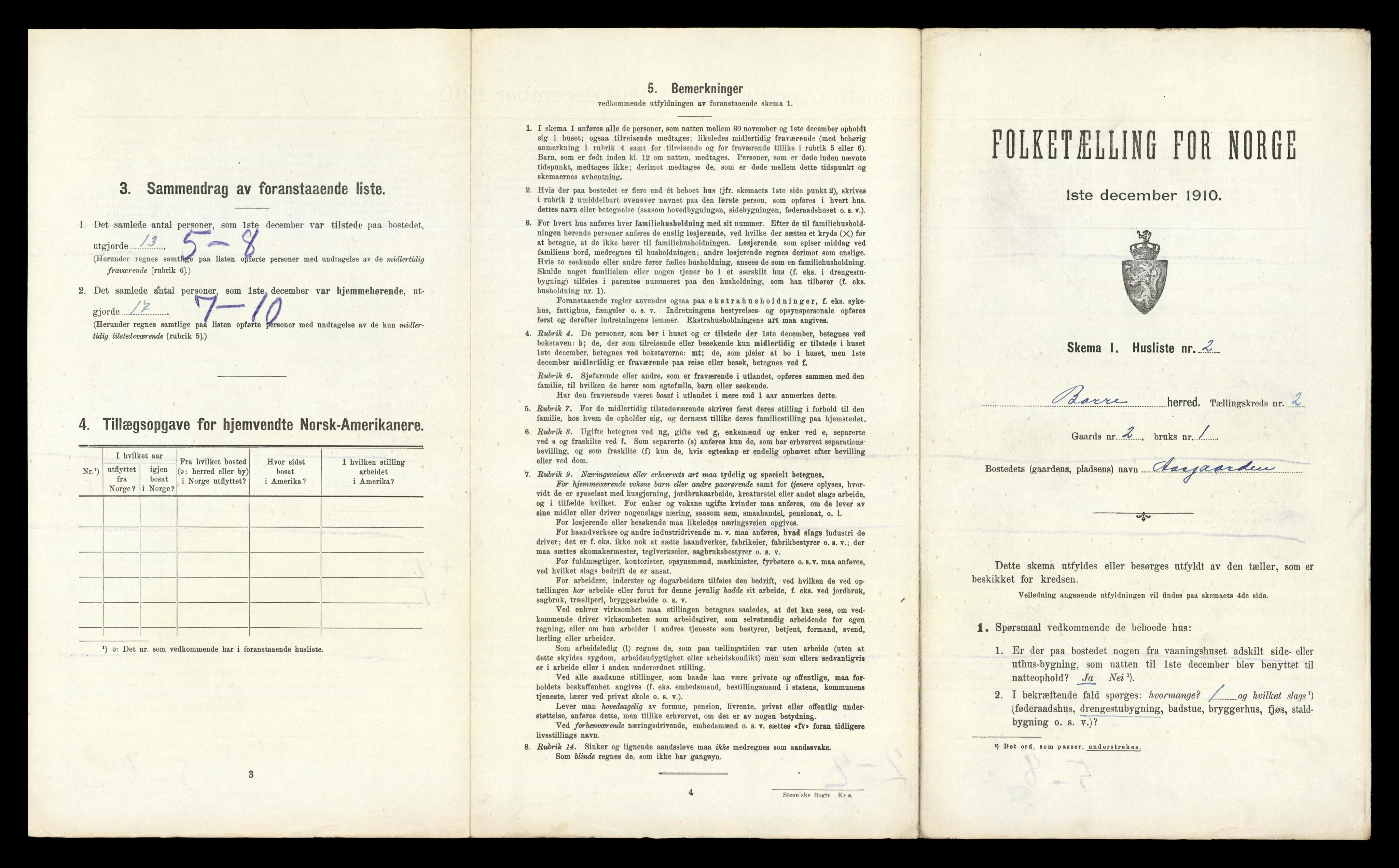 RA, 1910 census for Borre, 1910, p. 363