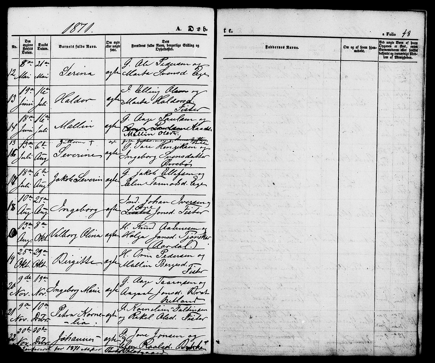Hjelmeland sokneprestkontor, SAST/A-101843/01/V/L0005: Parish register (copy) no. B 5, 1853-1892, p. 48