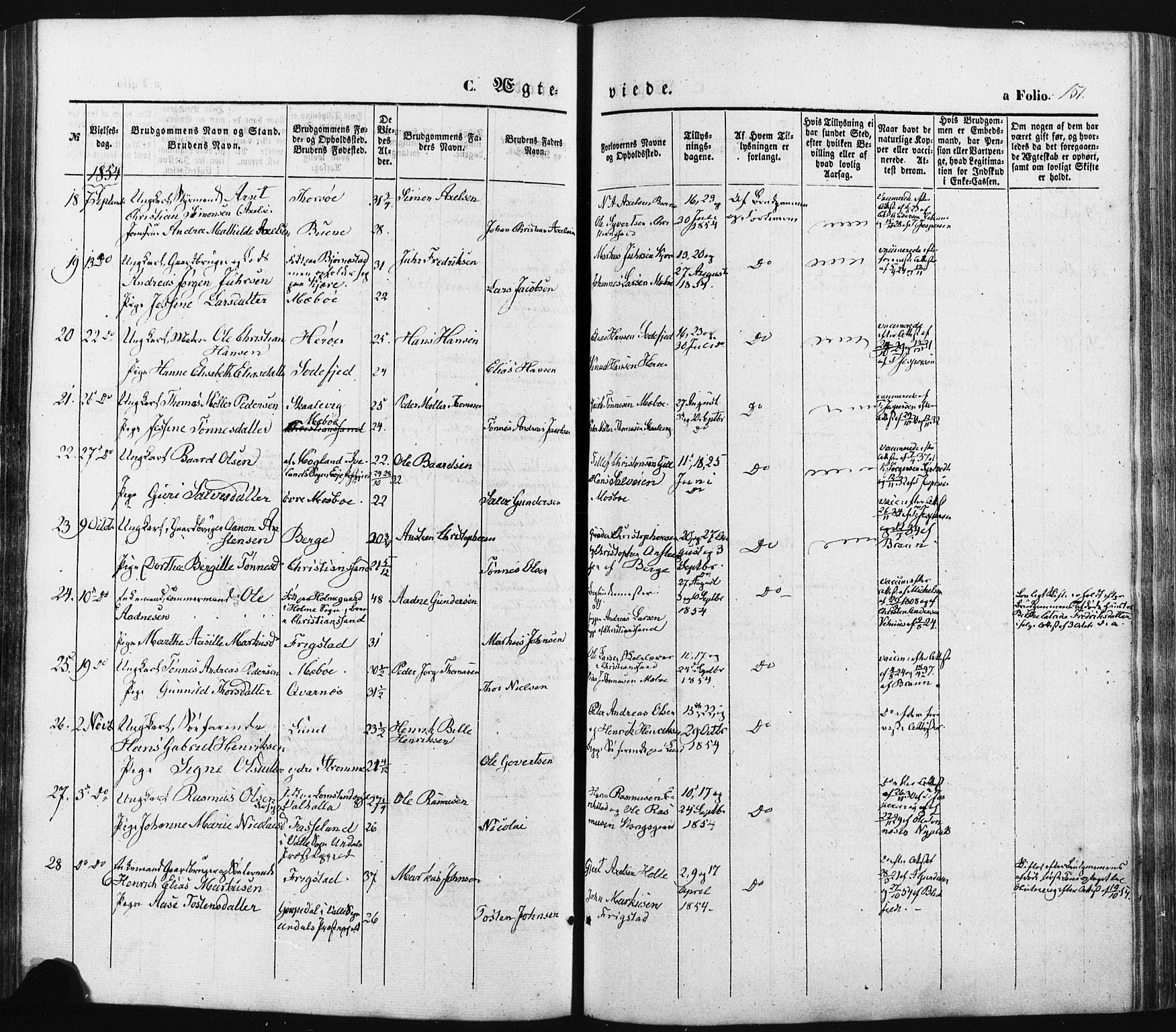 Oddernes sokneprestkontor, SAK/1111-0033/F/Fa/Faa/L0007: Parish register (official) no. A 7, 1851-1863, p. 151