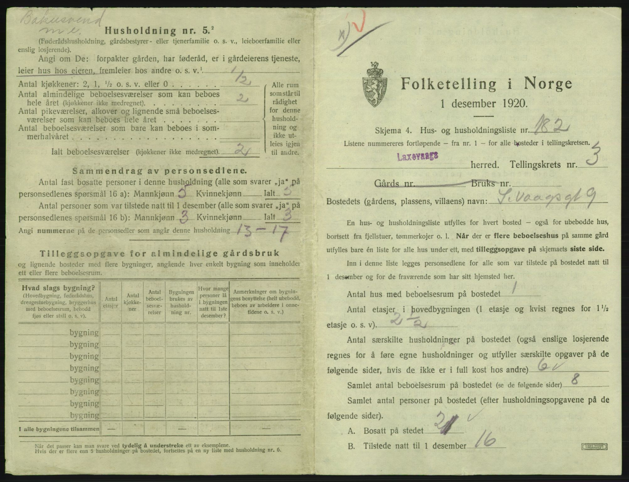 SAB, 1920 census for Laksevåg, 1920, p. 966