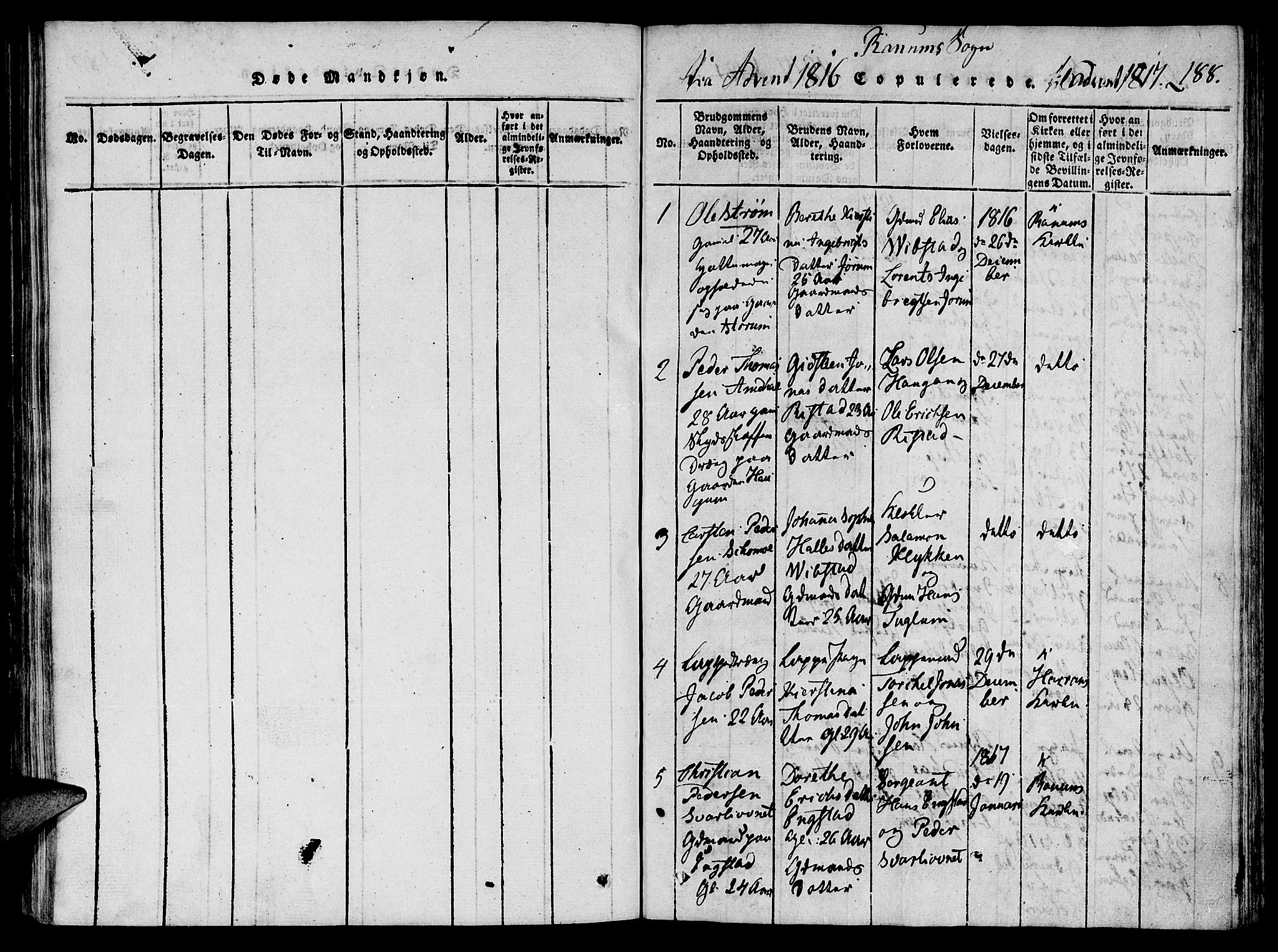 Ministerialprotokoller, klokkerbøker og fødselsregistre - Nord-Trøndelag, SAT/A-1458/764/L0546: Parish register (official) no. 764A06 /1, 1816-1823, p. 188