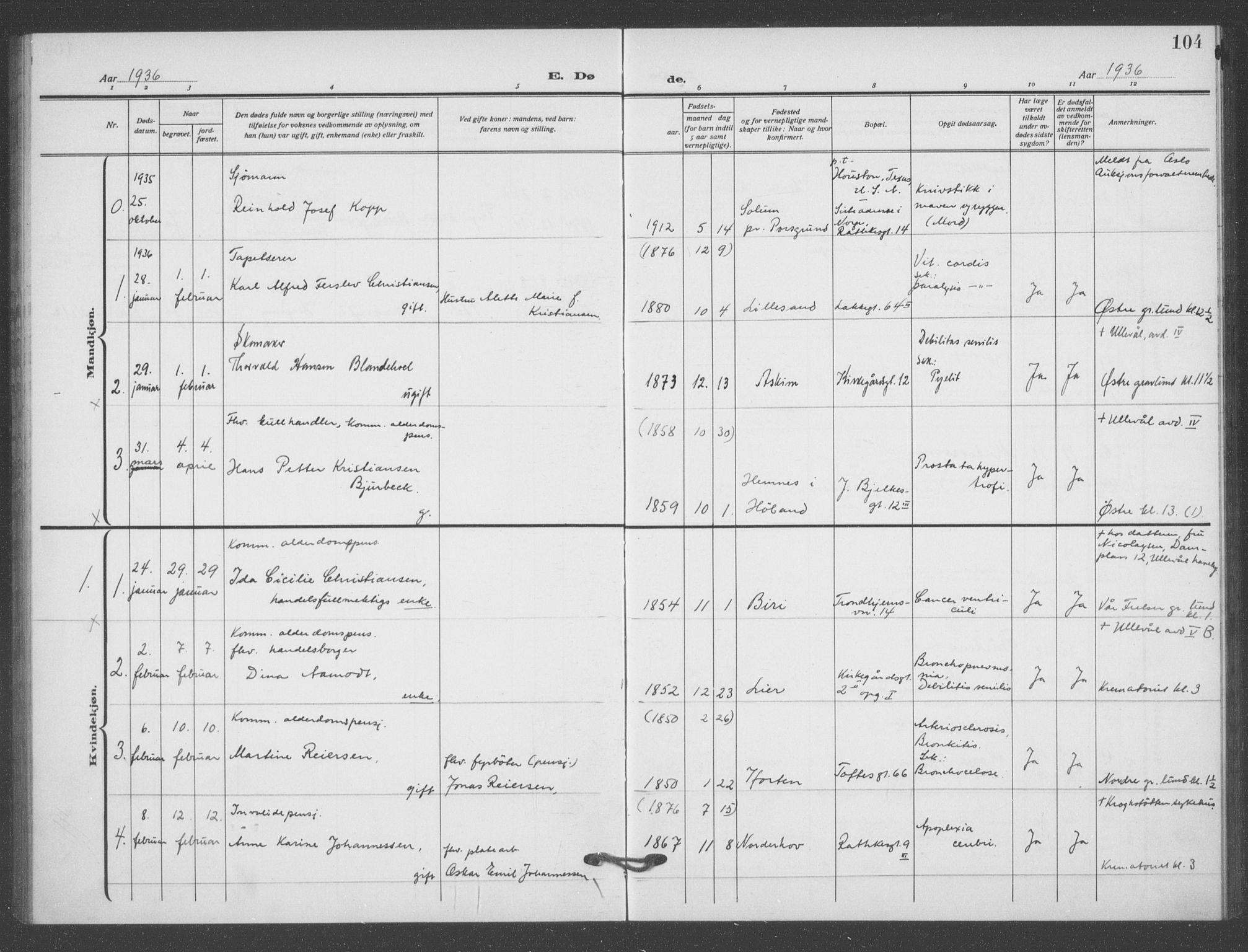 Matteus prestekontor Kirkebøker, SAO/A-10870/F/Fa/L0004: Parish register (official) no. 4, 1917-1938, p. 104