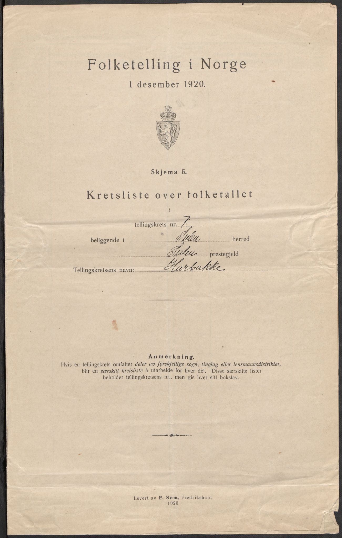 SAB, 1920 census for Solund, 1920, p. 23