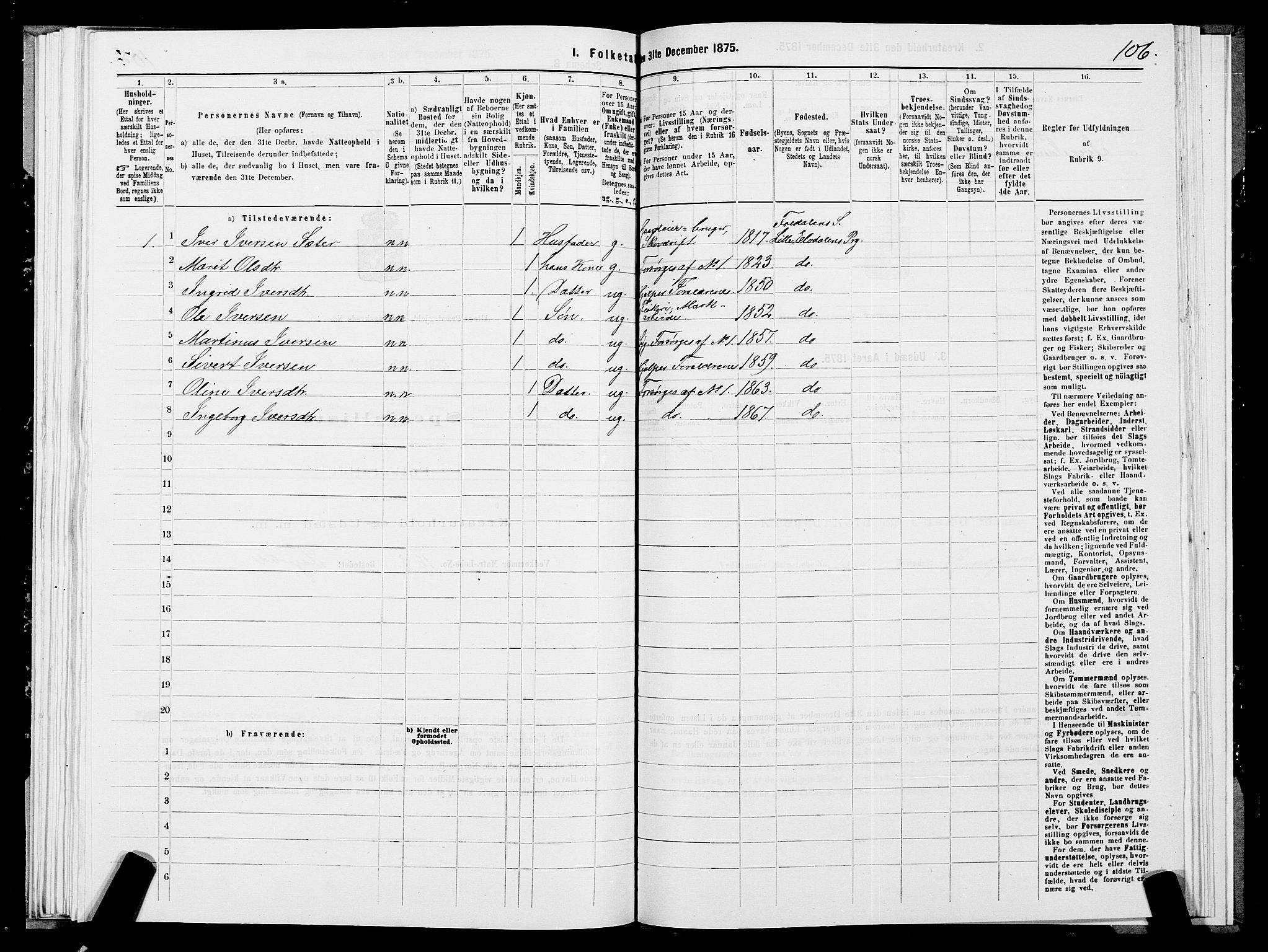 SATØ, 1875 census for 2012P Alta, 1875, p. 1106