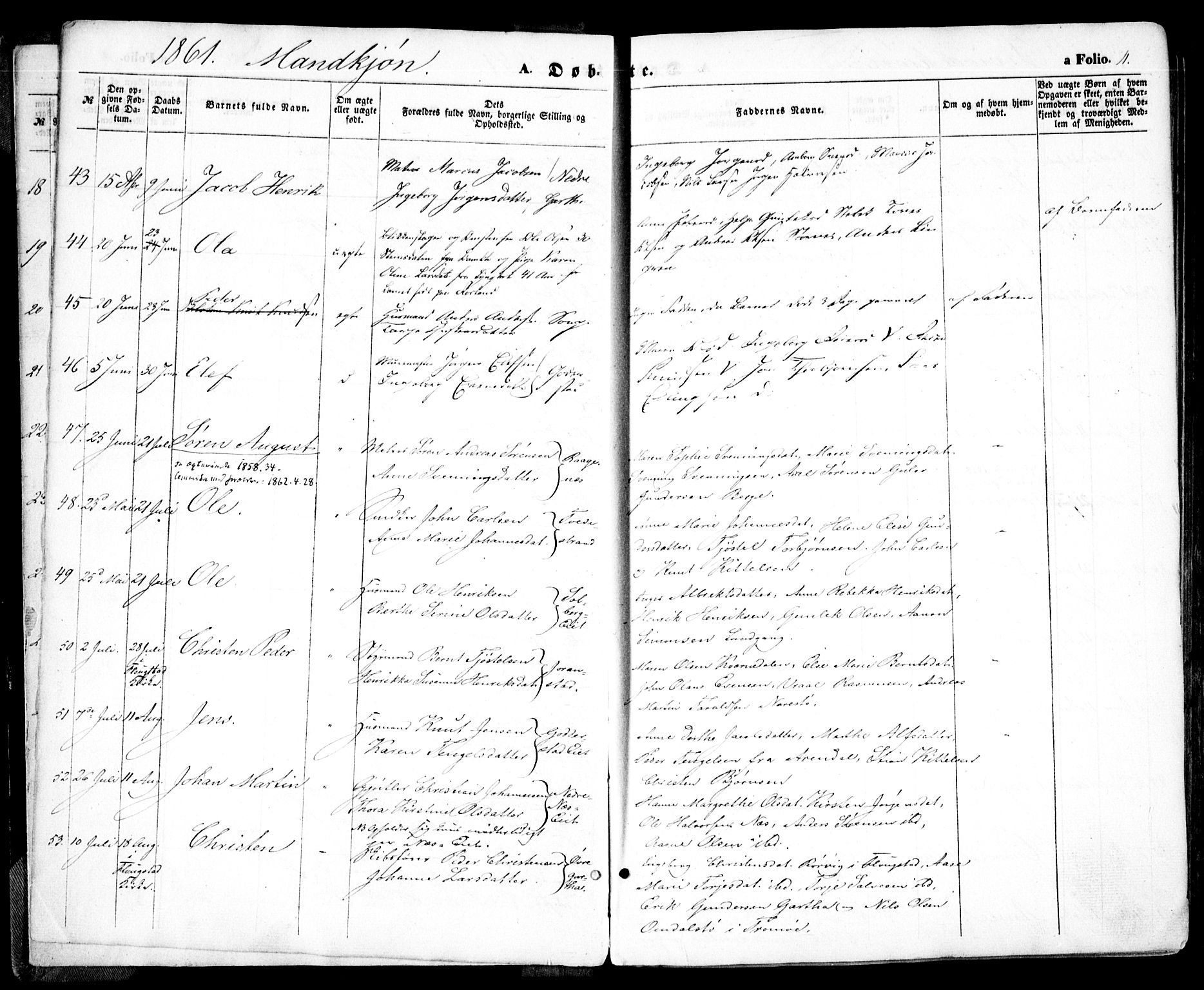 Holt sokneprestkontor, AV/SAK-1111-0021/F/Fa/L0009: Parish register (official) no. A 9, 1861-1871, p. 11