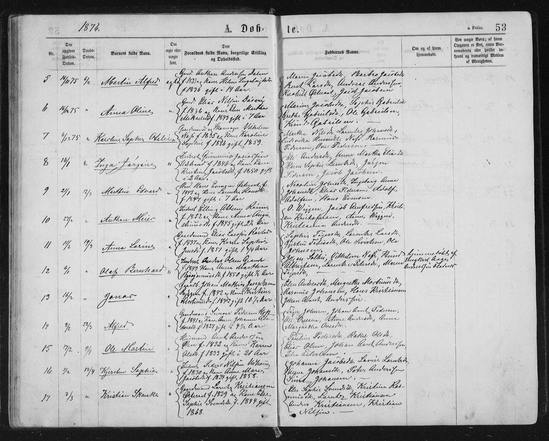 Ministerialprotokoller, klokkerbøker og fødselsregistre - Sør-Trøndelag, SAT/A-1456/659/L0745: Parish register (copy) no. 659C02, 1869-1892, p. 53