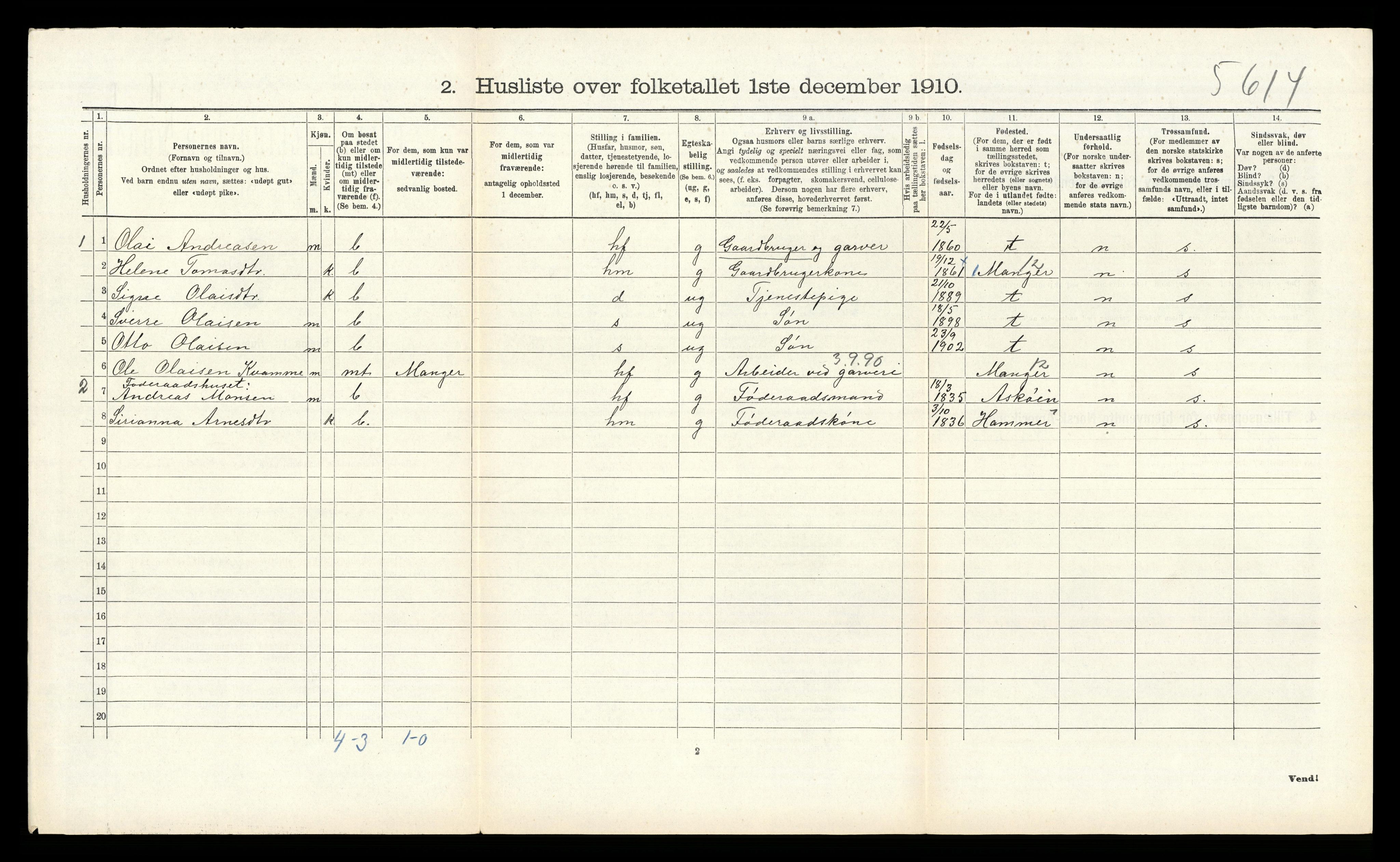 RA, 1910 census for Alversund, 1910, p. 819