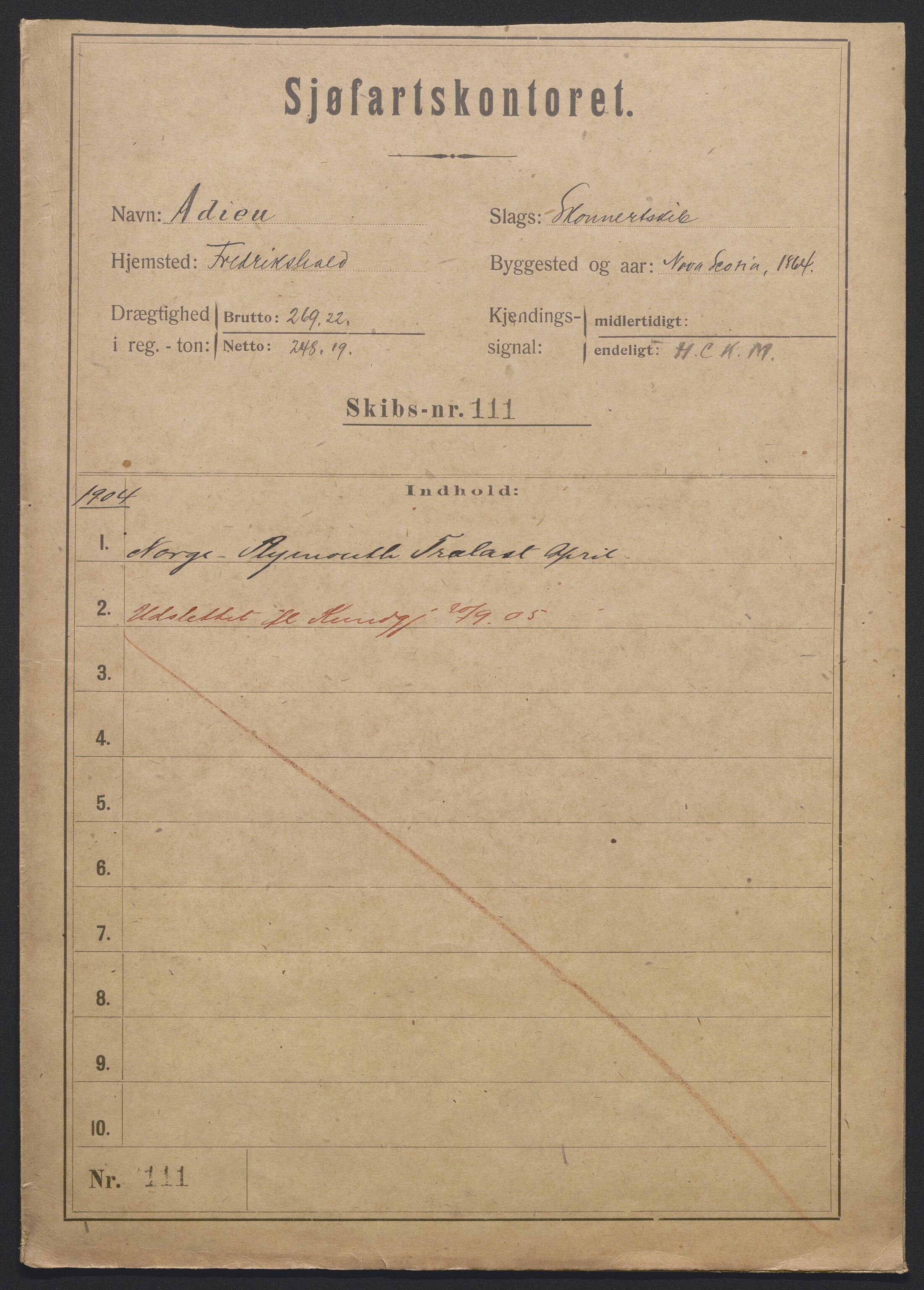 Sjøfartsdirektoratet med forløpere, skipsmapper slettede skip, AV/RA-S-4998/F/Fa/L0005: --, 1864-1933, p. 312