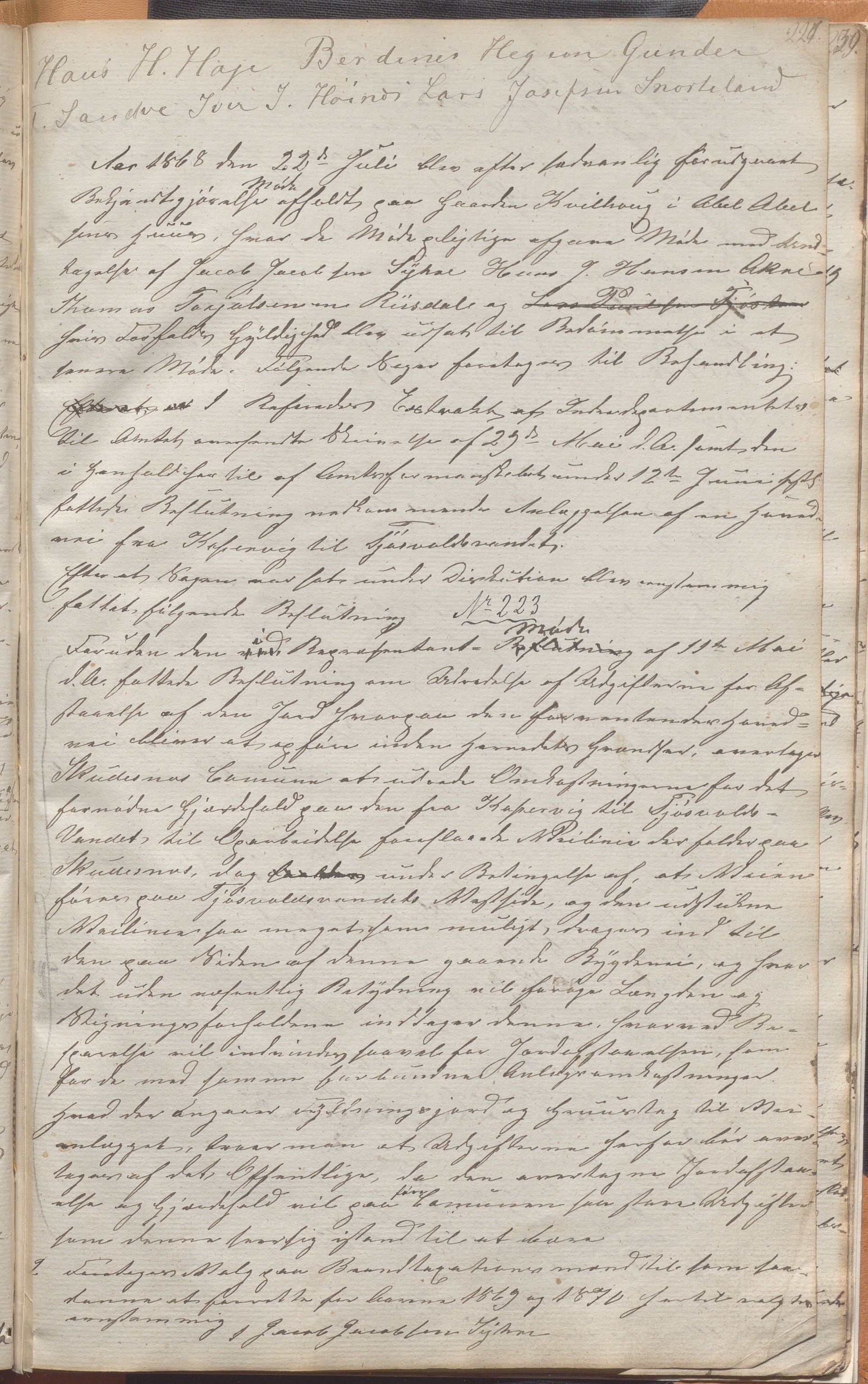Skudenes kommune - Formannskapet, IKAR/A-294/Aa/L0001: Møtebok, 1837-1868, p. 227a