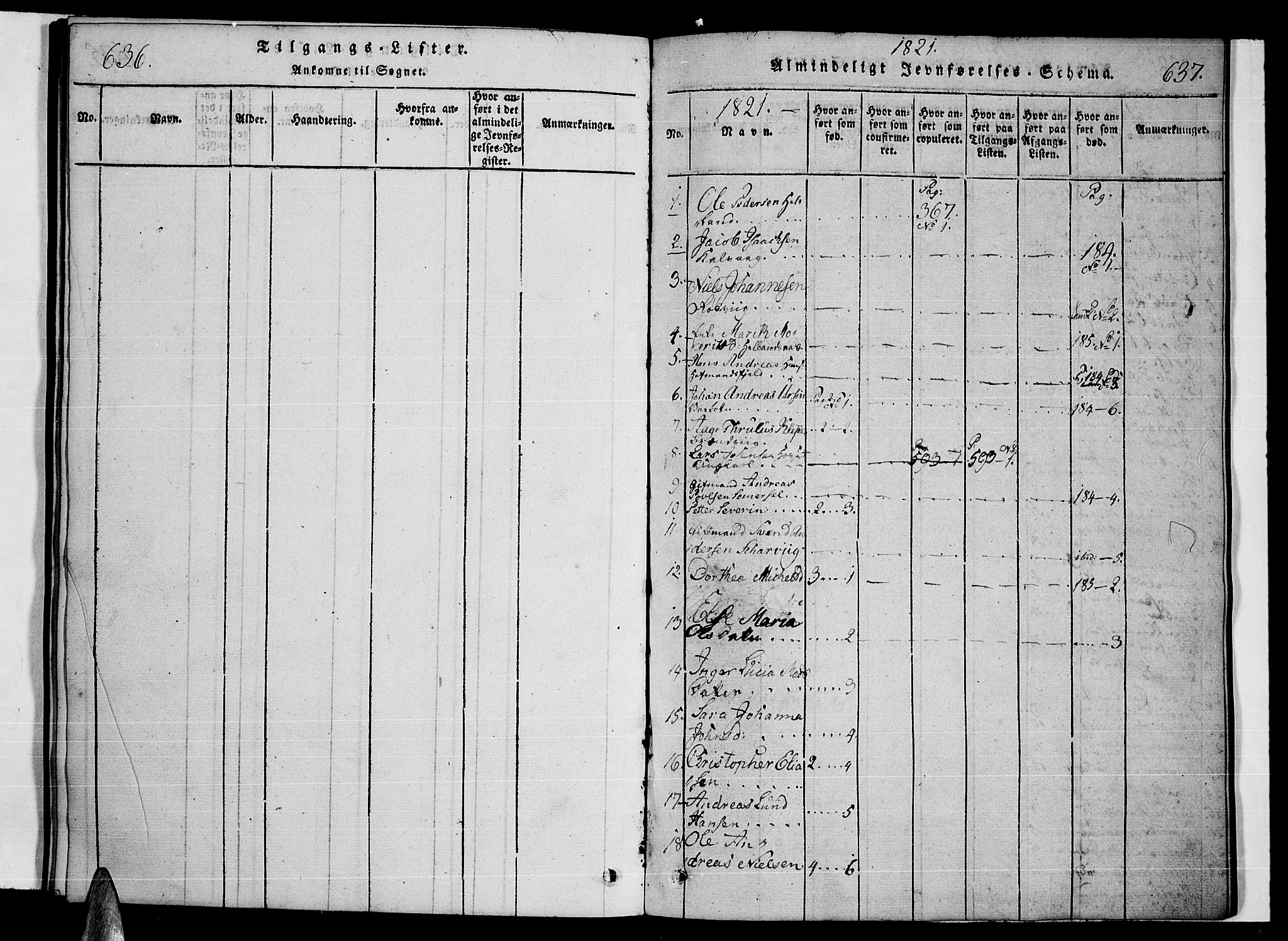 Ministerialprotokoller, klokkerbøker og fødselsregistre - Nordland, SAT/A-1459/859/L0842: Parish register (official) no. 859A02, 1821-1839, p. 636-637