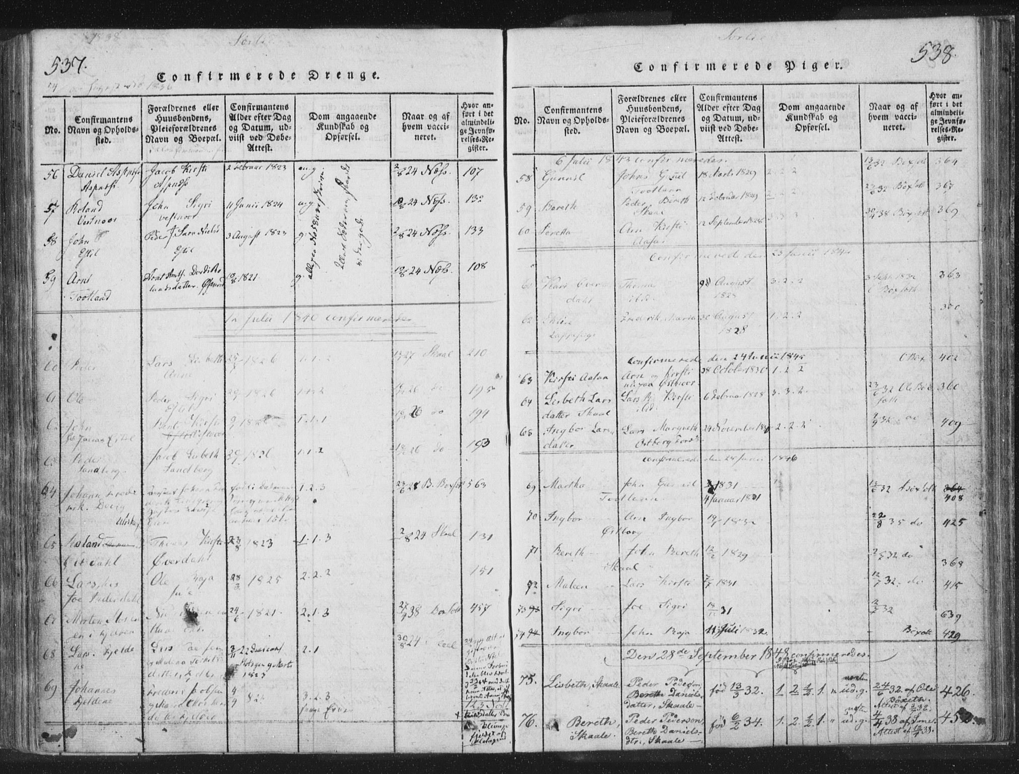 Ministerialprotokoller, klokkerbøker og fødselsregistre - Nord-Trøndelag, AV/SAT-A-1458/755/L0491: Parish register (official) no. 755A01 /2, 1817-1864, p. 537-538