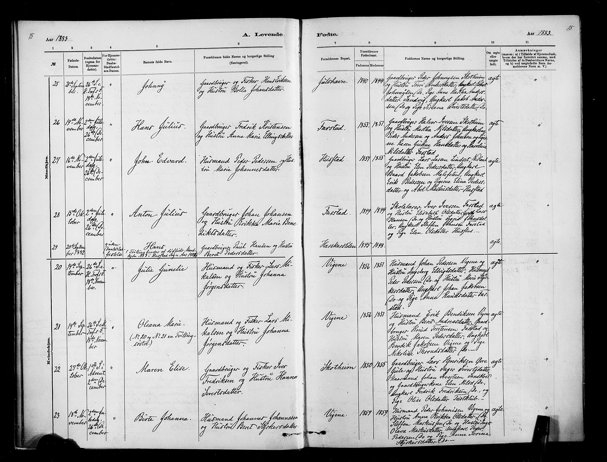 Ministerialprotokoller, klokkerbøker og fødselsregistre - Møre og Romsdal, AV/SAT-A-1454/567/L0778: Parish register (official) no. 567A01, 1881-1903, p. 15