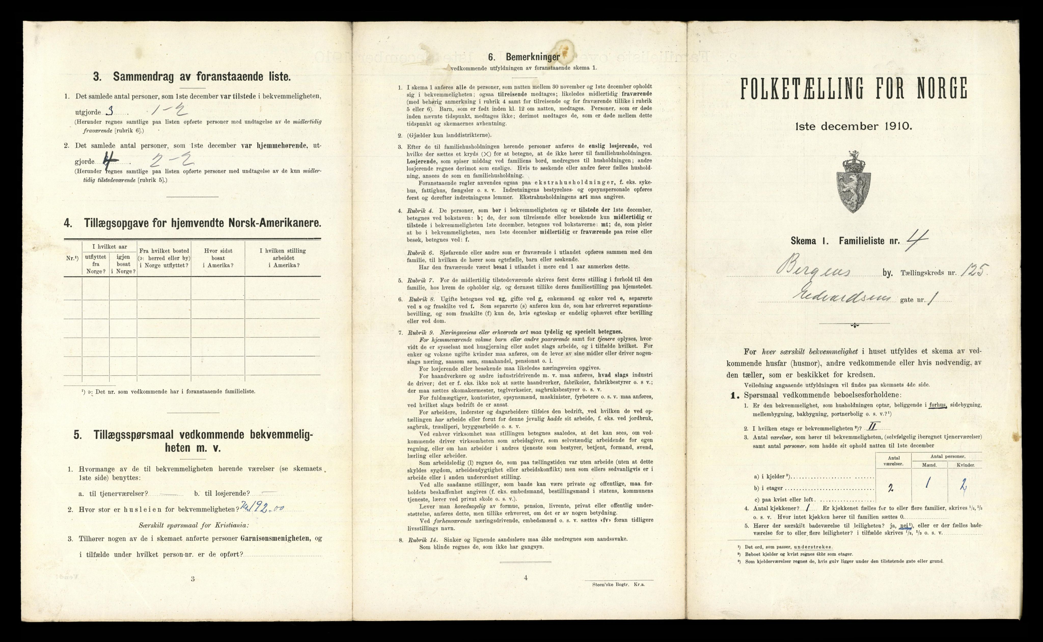 RA, 1910 census for Bergen, 1910, p. 43637