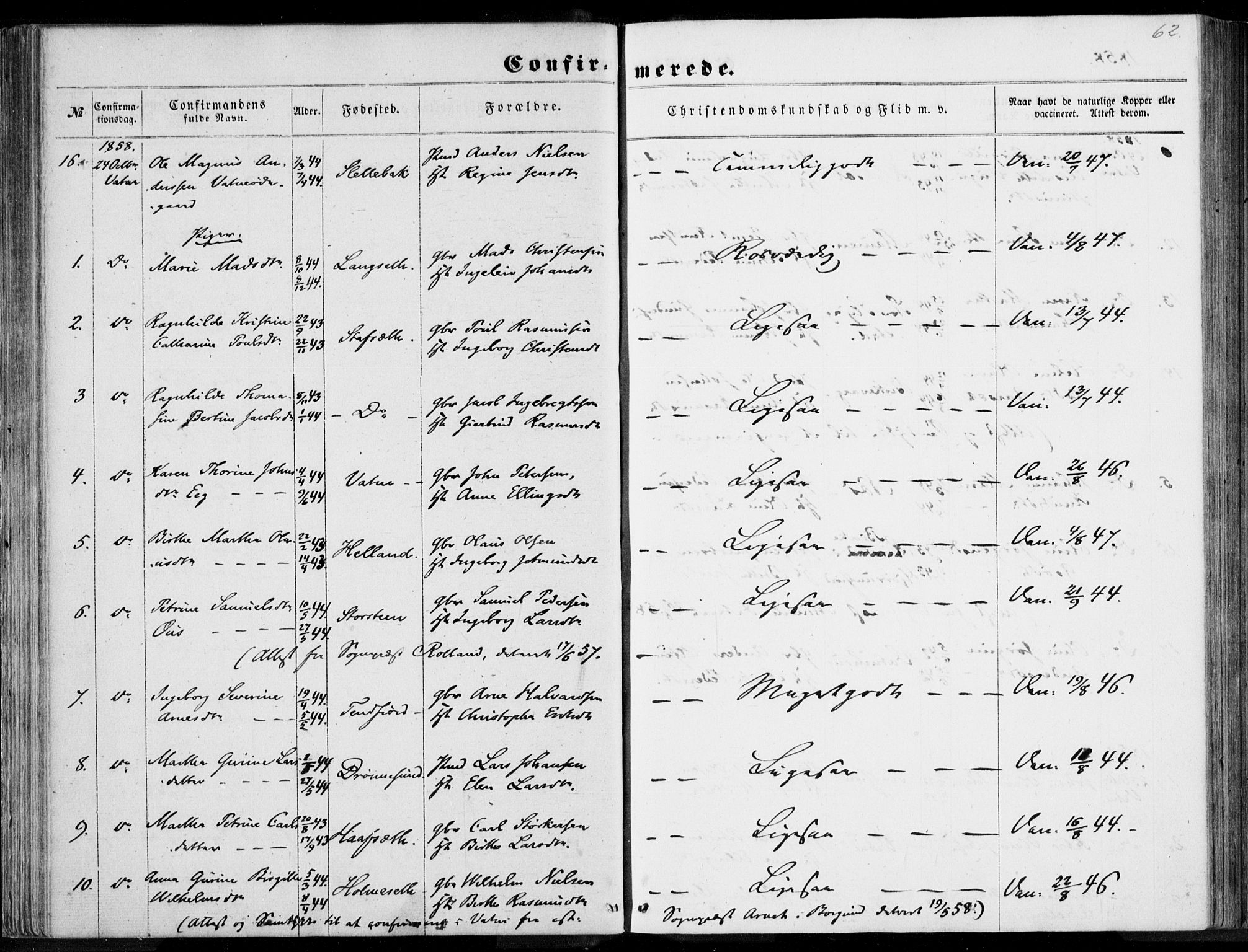 Ministerialprotokoller, klokkerbøker og fødselsregistre - Møre og Romsdal, AV/SAT-A-1454/524/L0354: Parish register (official) no. 524A06, 1857-1863, p. 62