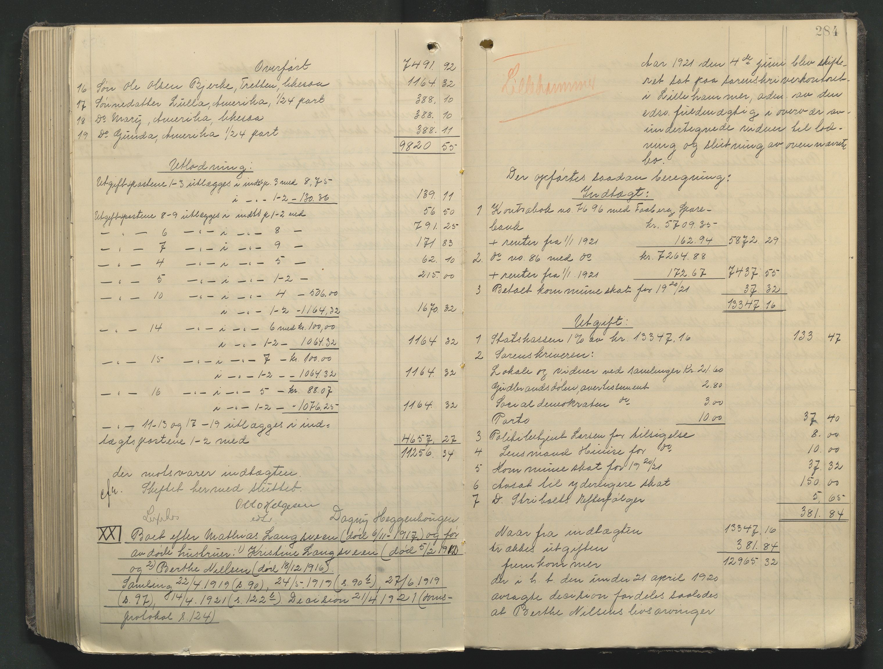 Sør-Gudbrandsdal tingrett, AV/SAH-TING-004/J/Ja/Jae/L0002: Skifteutlodningsprotokoll - landet, 1912-1921, p. 284