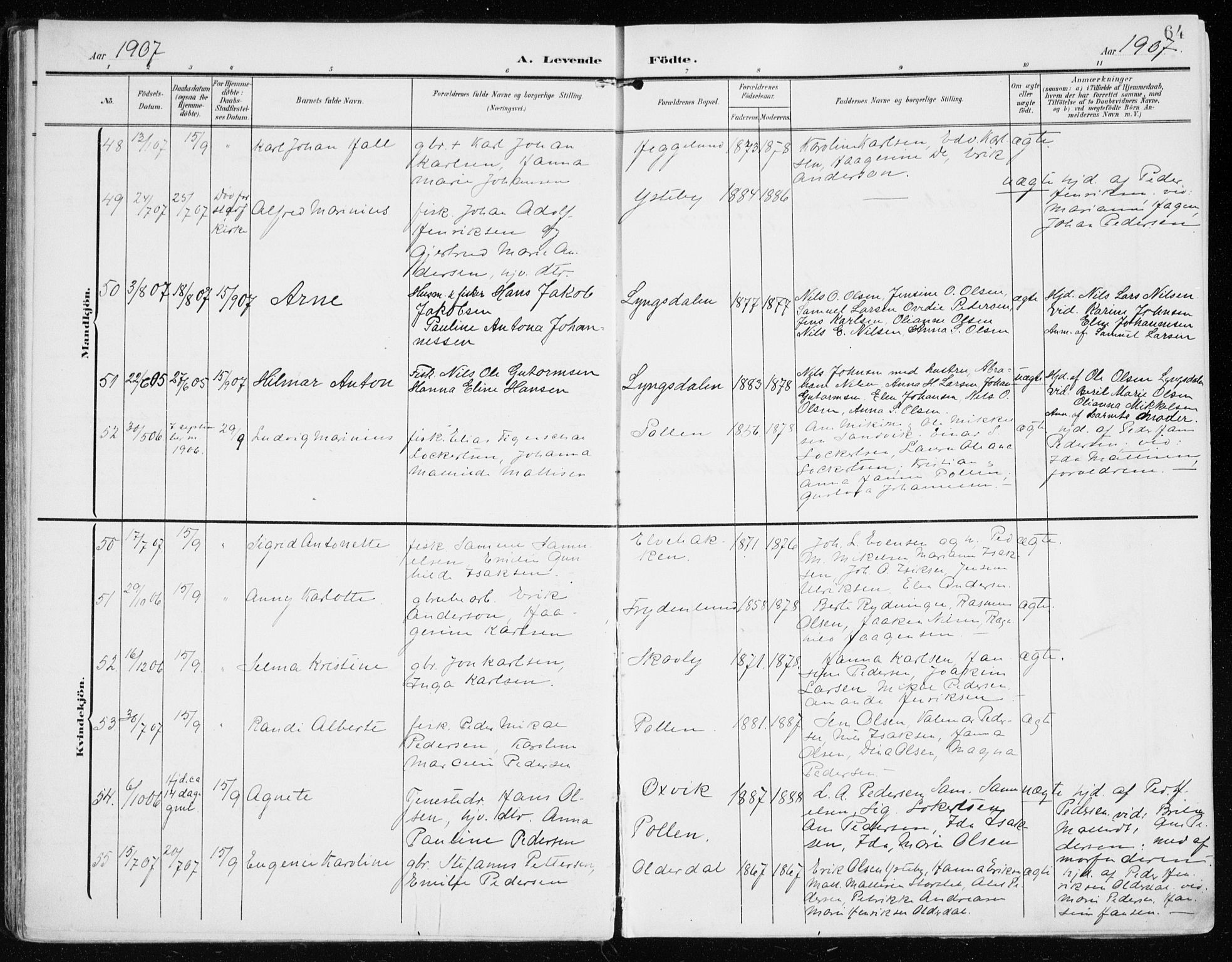 Lyngen sokneprestembete, AV/SATØ-S-1289/H/He/Hea/L0011kirke: Parish register (official) no. 11, 1903-1913, p. 64