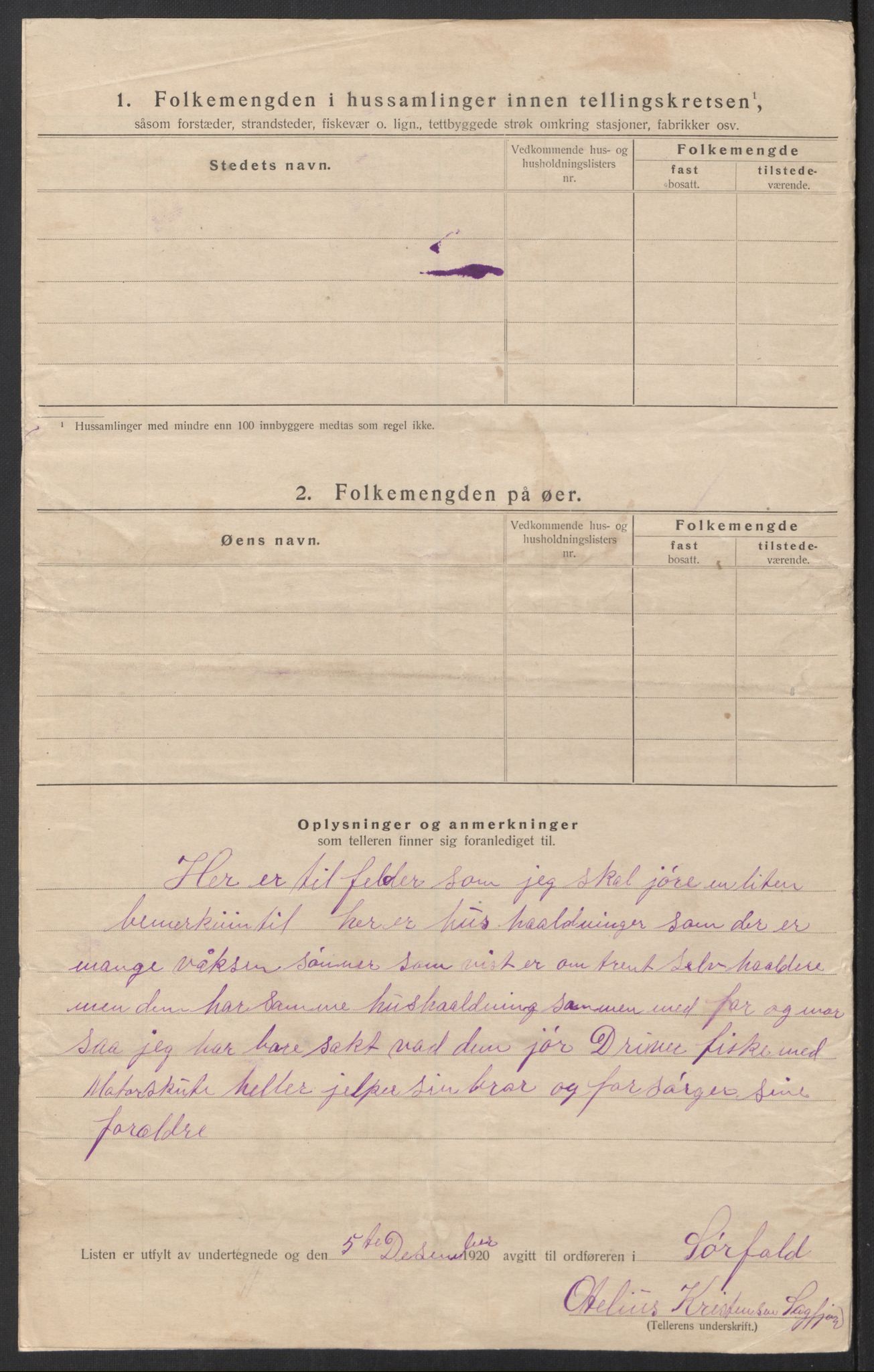 SAT, 1920 census for Sørfold, 1920, p. 8