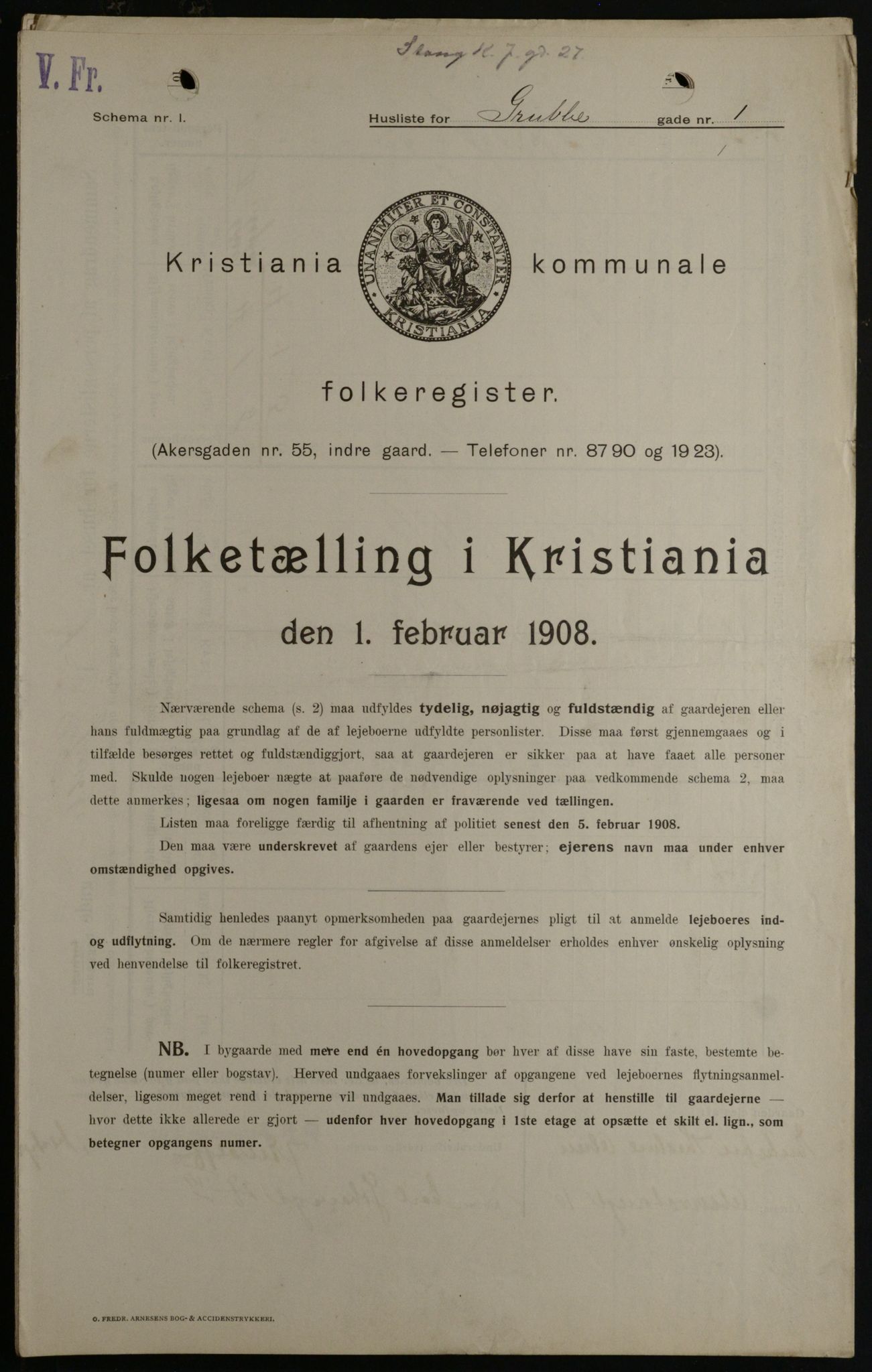 OBA, Municipal Census 1908 for Kristiania, 1908, p. 27181