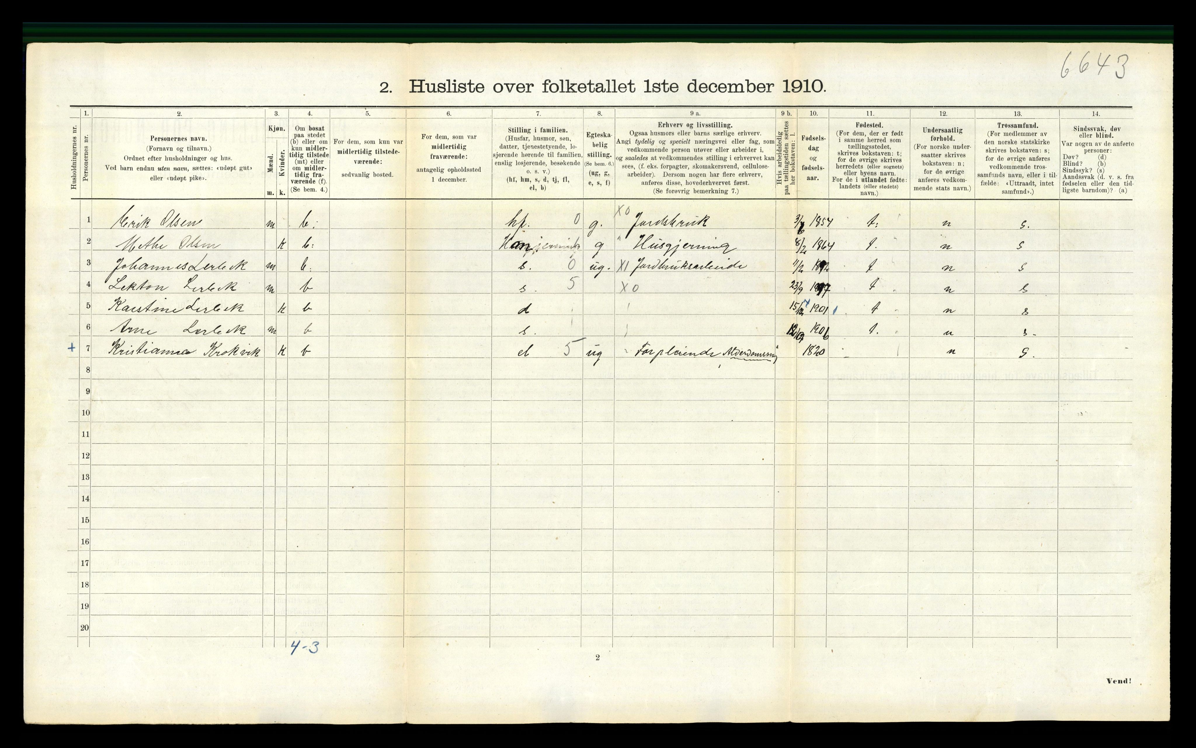 RA, 1910 census for Fosnes, 1910, p. 170