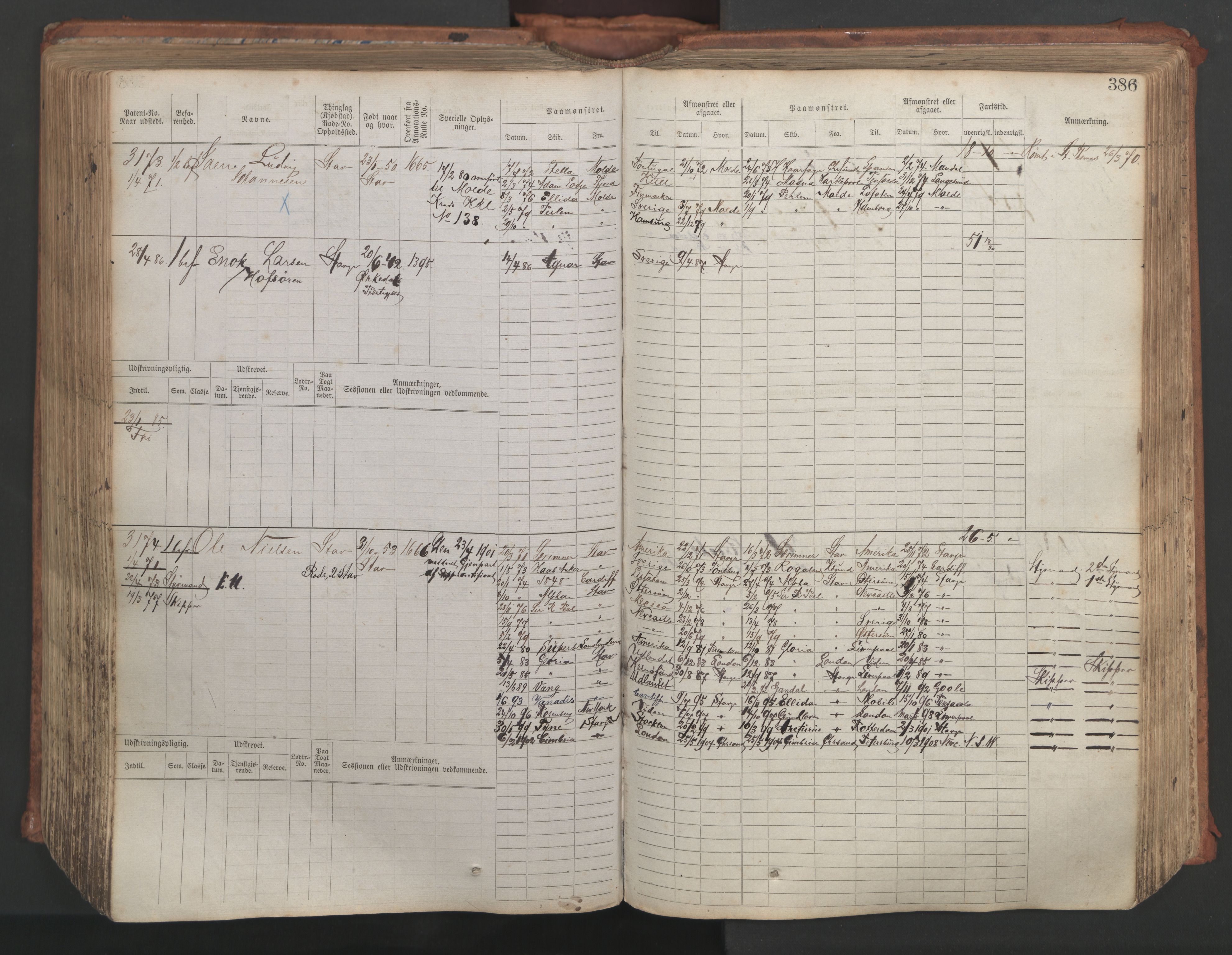 Stavanger sjømannskontor, AV/SAST-A-102006/F/Fb/Fbb/L0007: Sjøfartshovedrulle, patentnr. 2403-3604, 1869-1880, p. 433