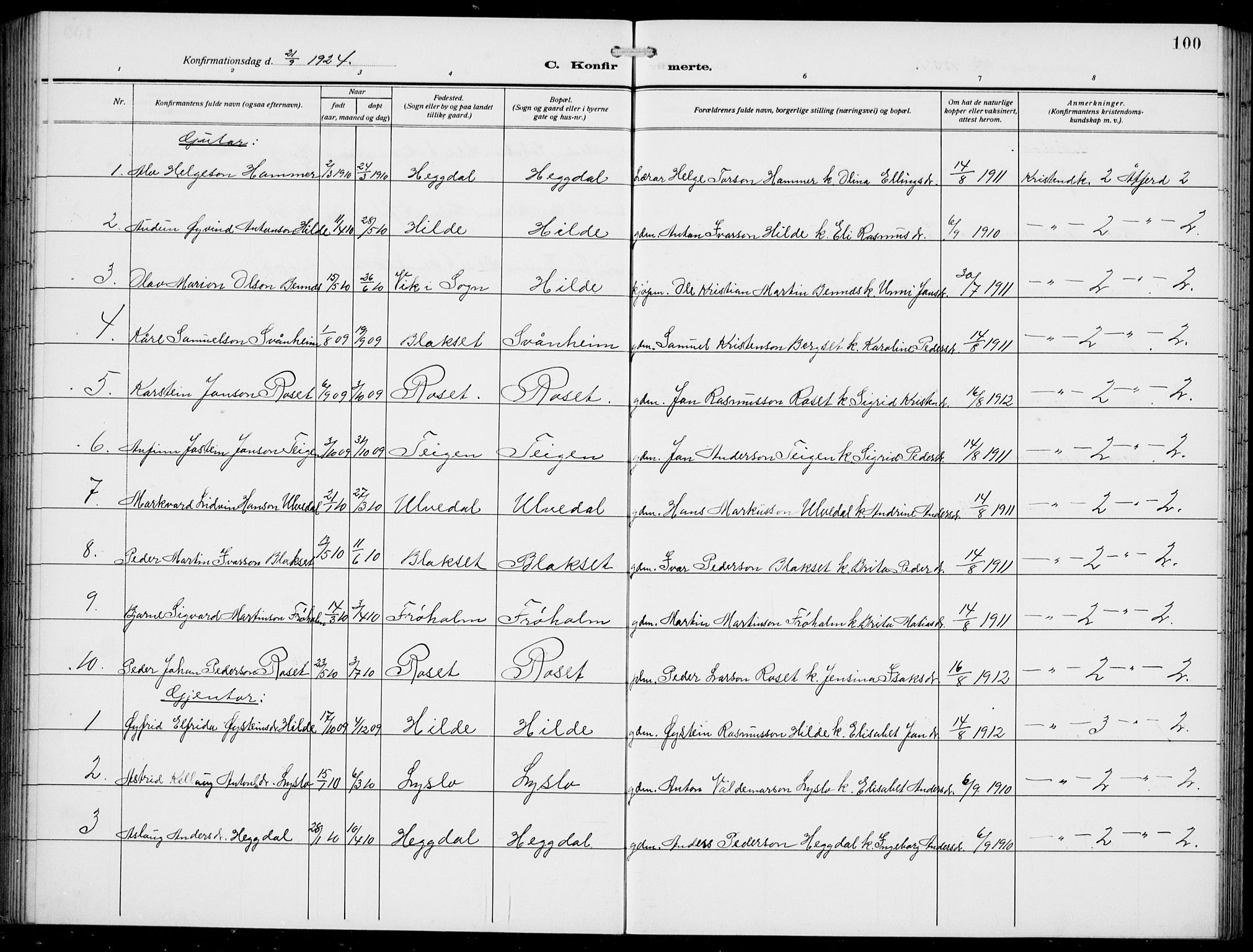 Innvik sokneprestembete, SAB/A-80501: Parish register (copy) no. A 4, 1913-1936, p. 110