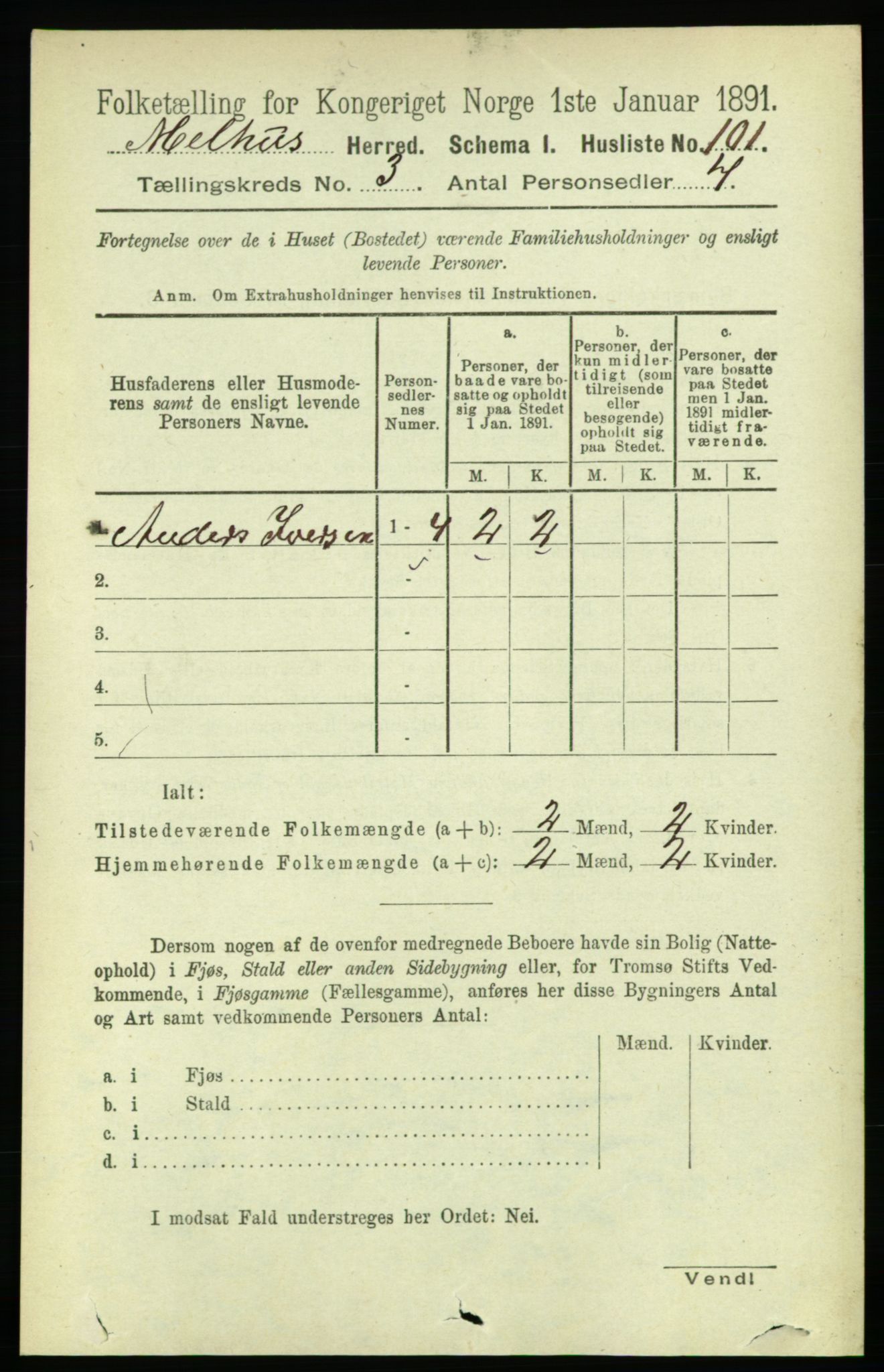 RA, 1891 census for 1653 Melhus, 1891, p. 1377