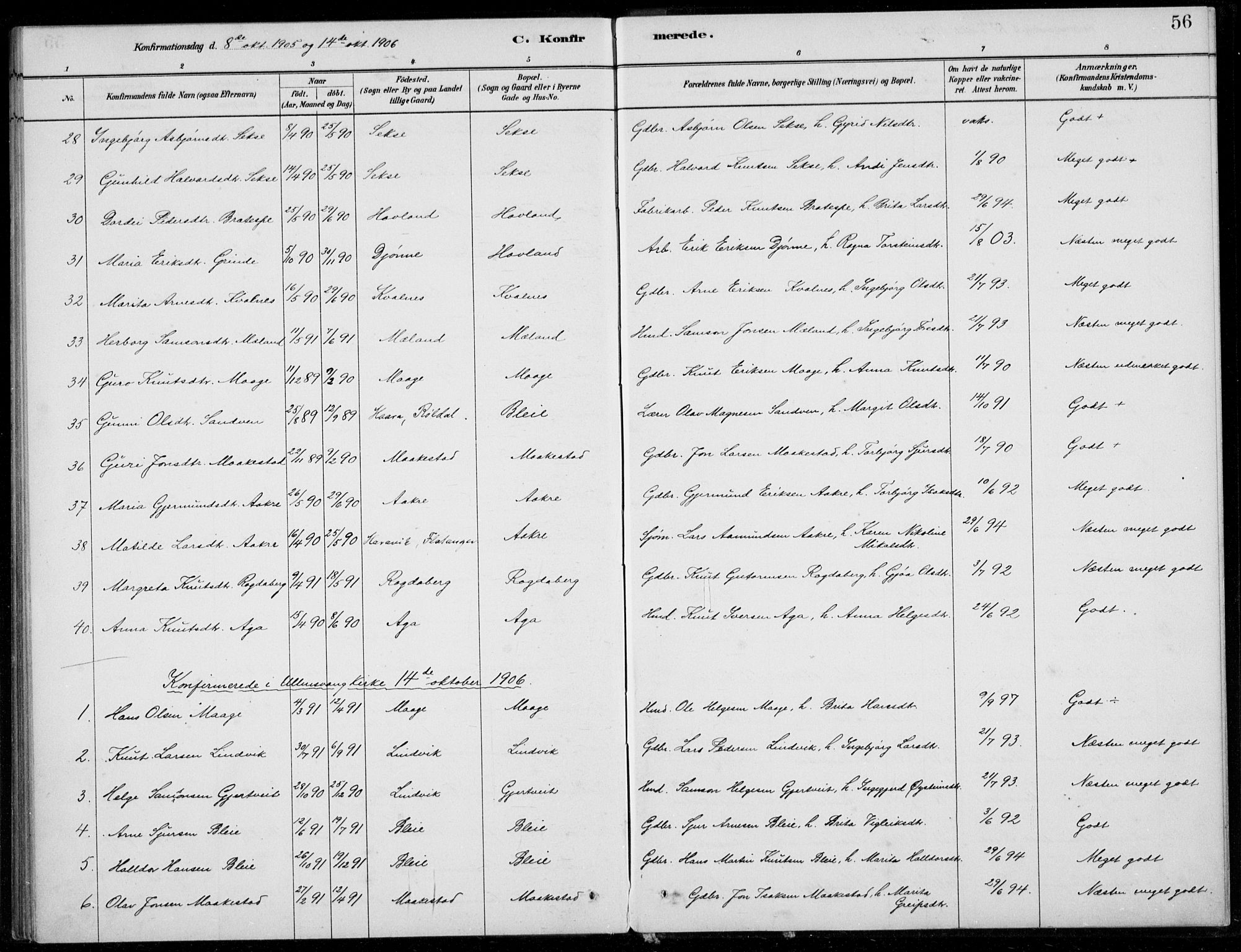 Ullensvang sokneprestembete, SAB/A-78701/H/Haa: Parish register (official) no. B  2, 1880-1910, p. 56