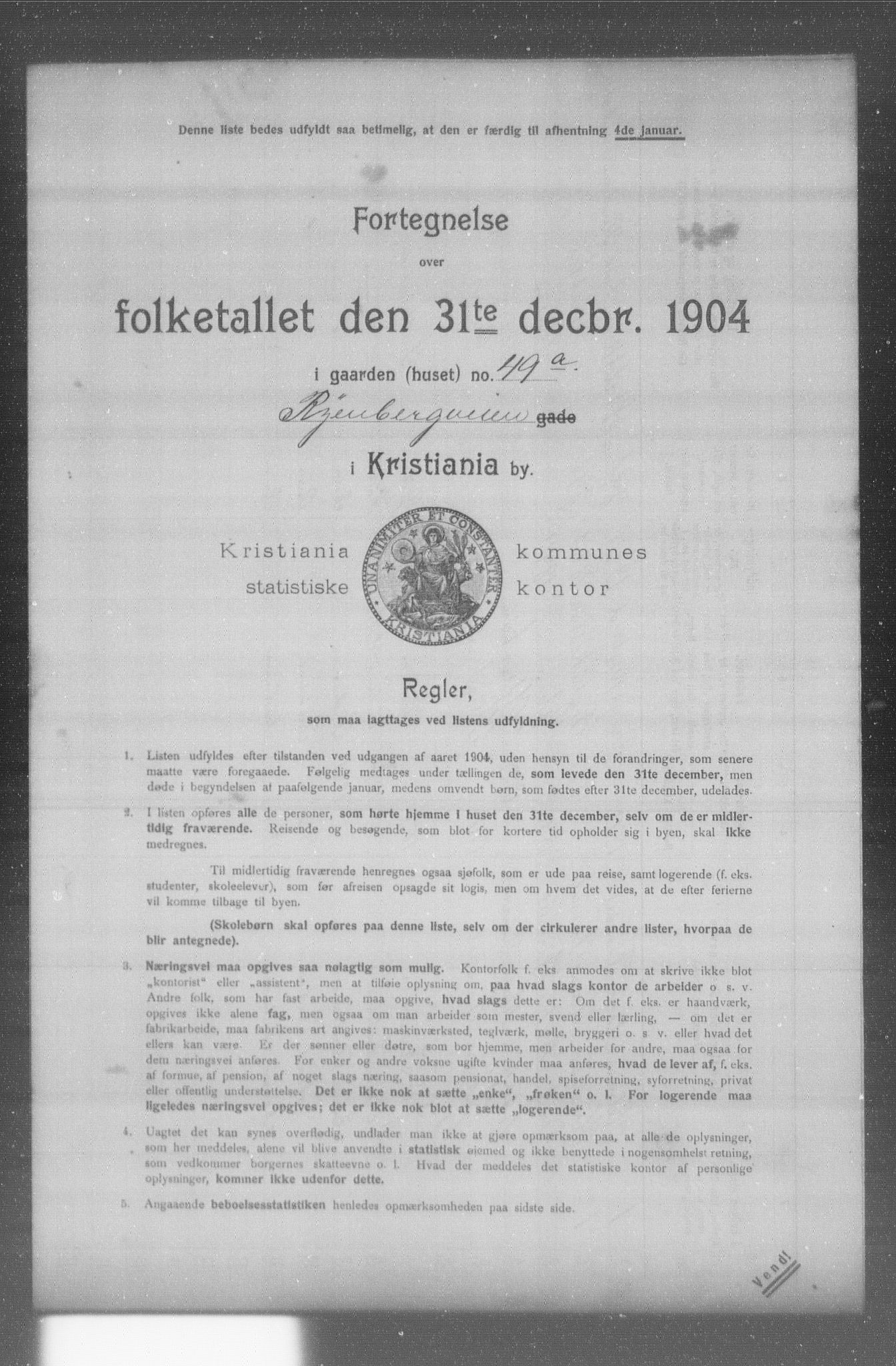 OBA, Municipal Census 1904 for Kristiania, 1904, p. 16509