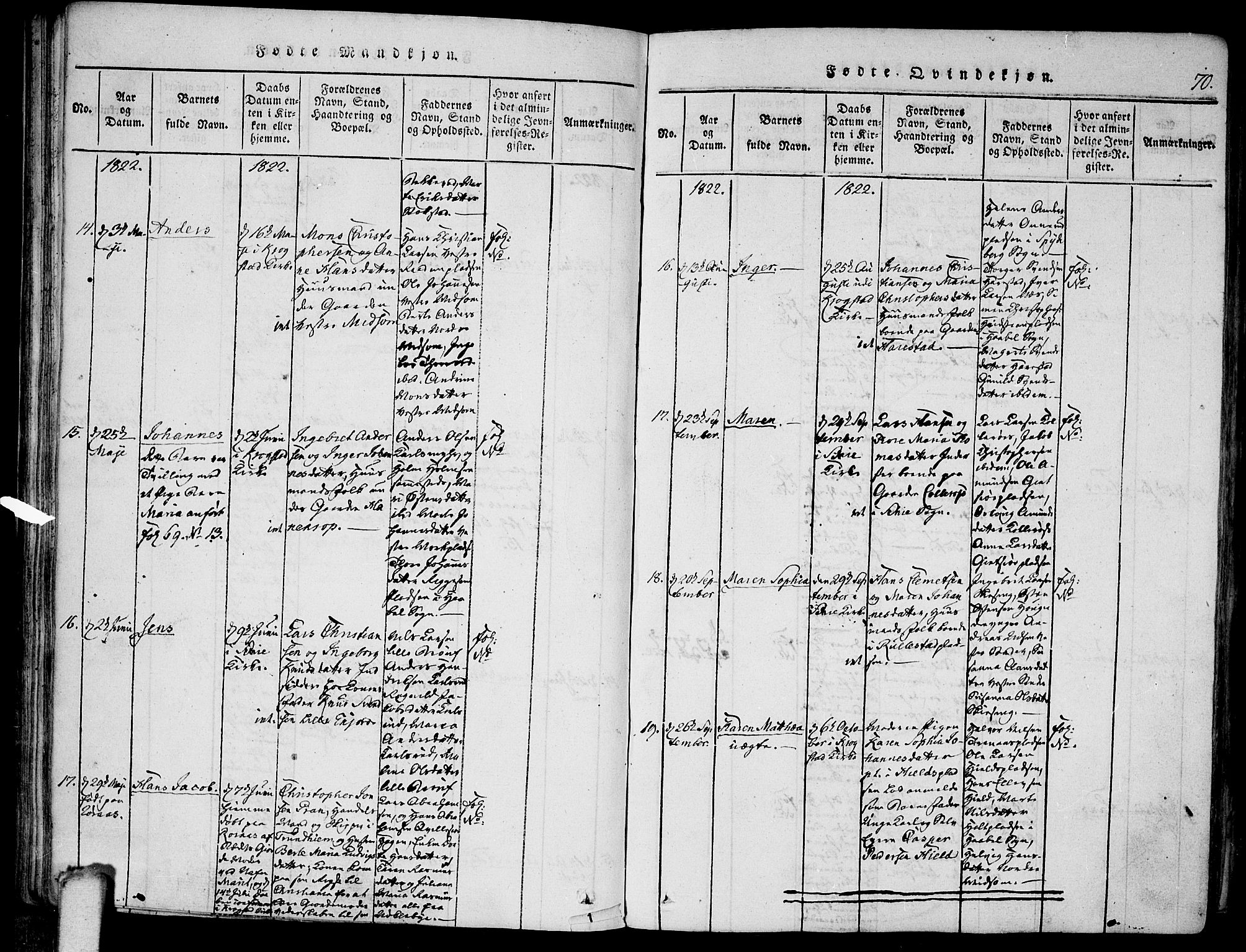 Kråkstad prestekontor Kirkebøker, AV/SAO-A-10125a/F/Fa/L0003: Parish register (official) no. I 3, 1813-1824, p. 70