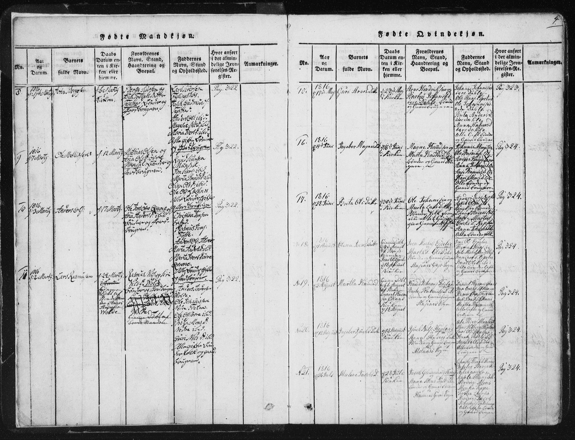 Hamre sokneprestembete, AV/SAB-A-75501/H/Ha/Haa/Haaa/L0010: Parish register (official) no. A 10, 1816-1826, p. 4