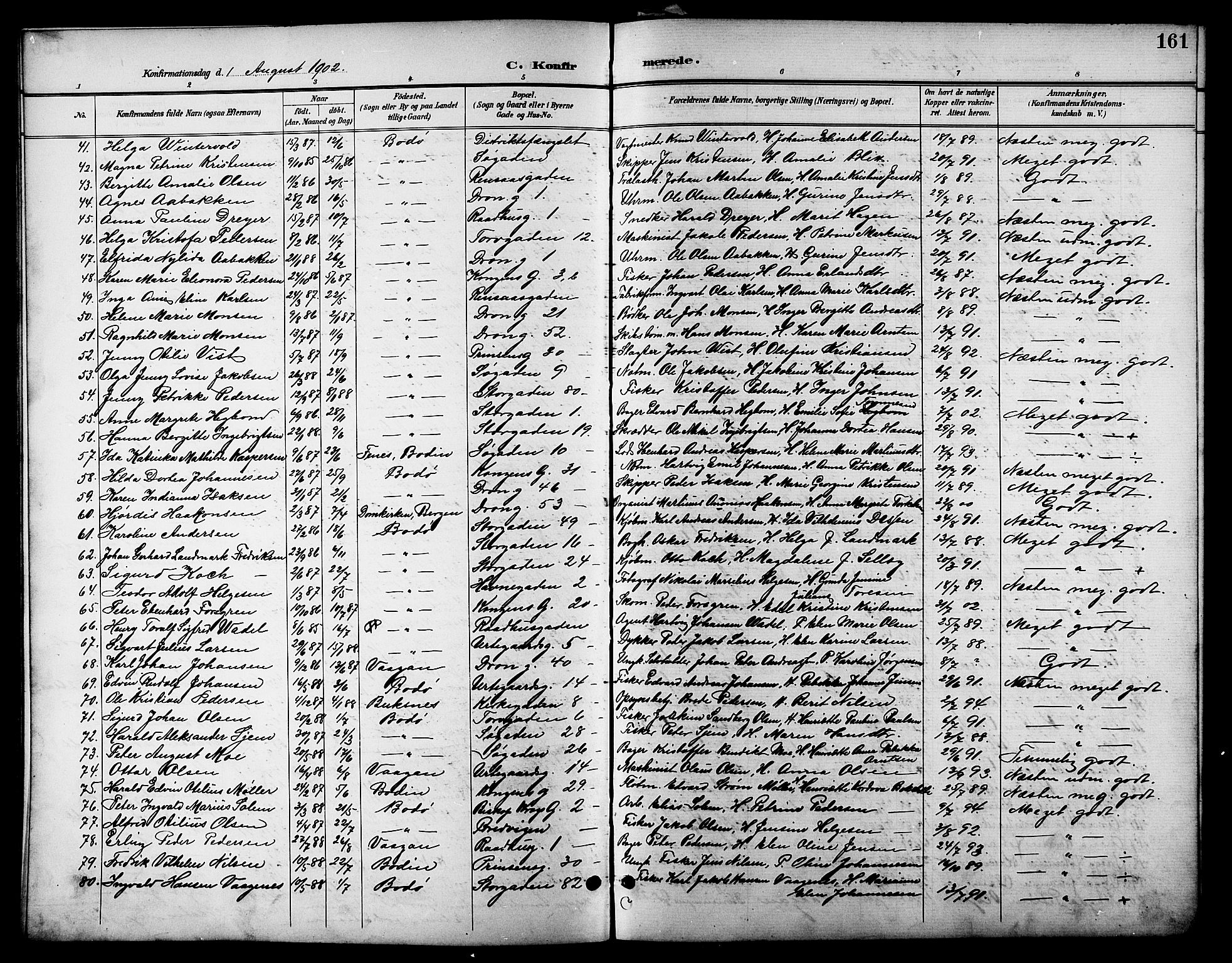 Ministerialprotokoller, klokkerbøker og fødselsregistre - Nordland, SAT/A-1459/801/L0033: Parish register (copy) no. 801C08, 1898-1910, p. 161