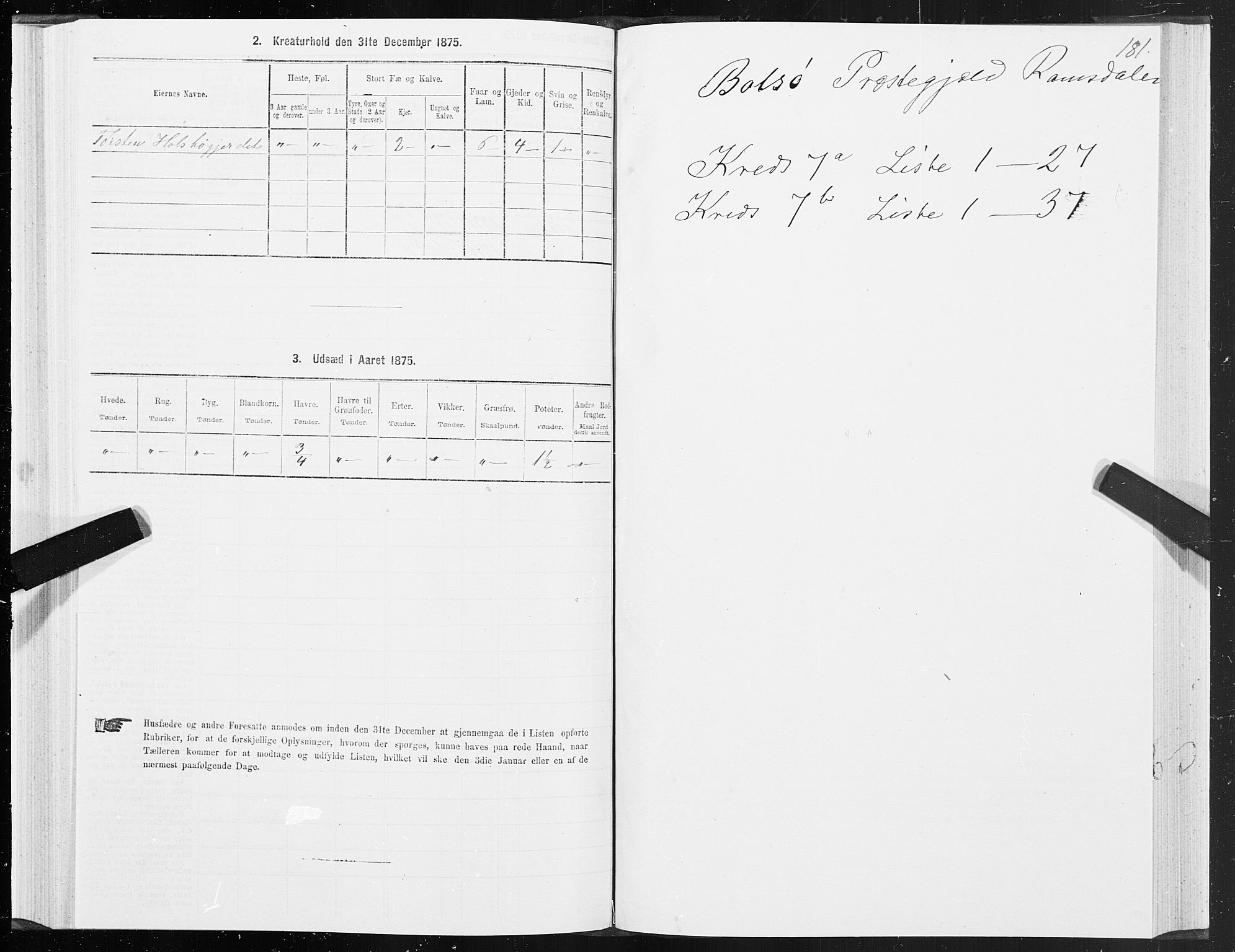 SAT, 1875 census for 1544P Bolsøy, 1875, p. 4181