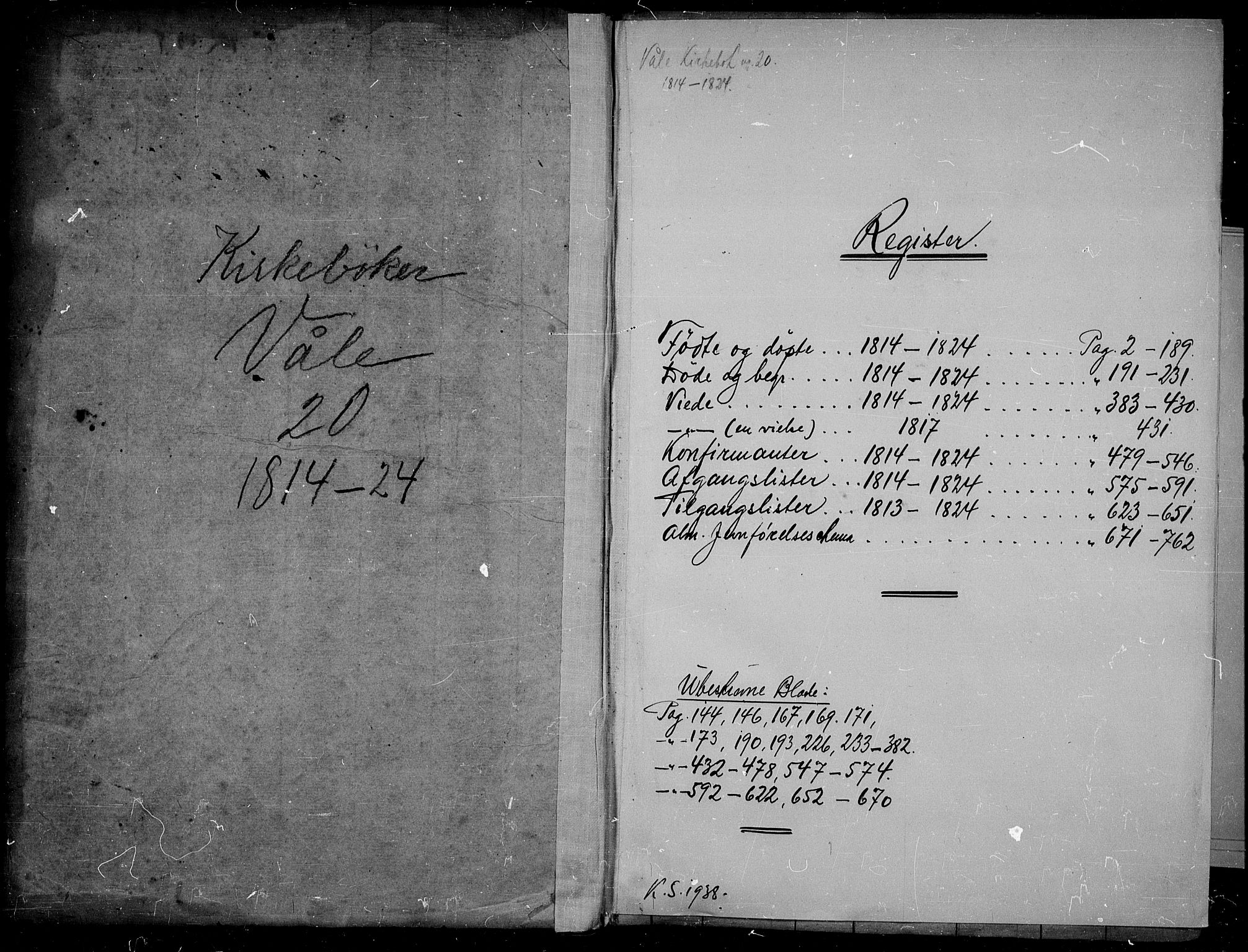 Våle kirkebøker, SAKO/A-334/F/Fa/L0007: Parish register (official) no. I 7, 1814-1824