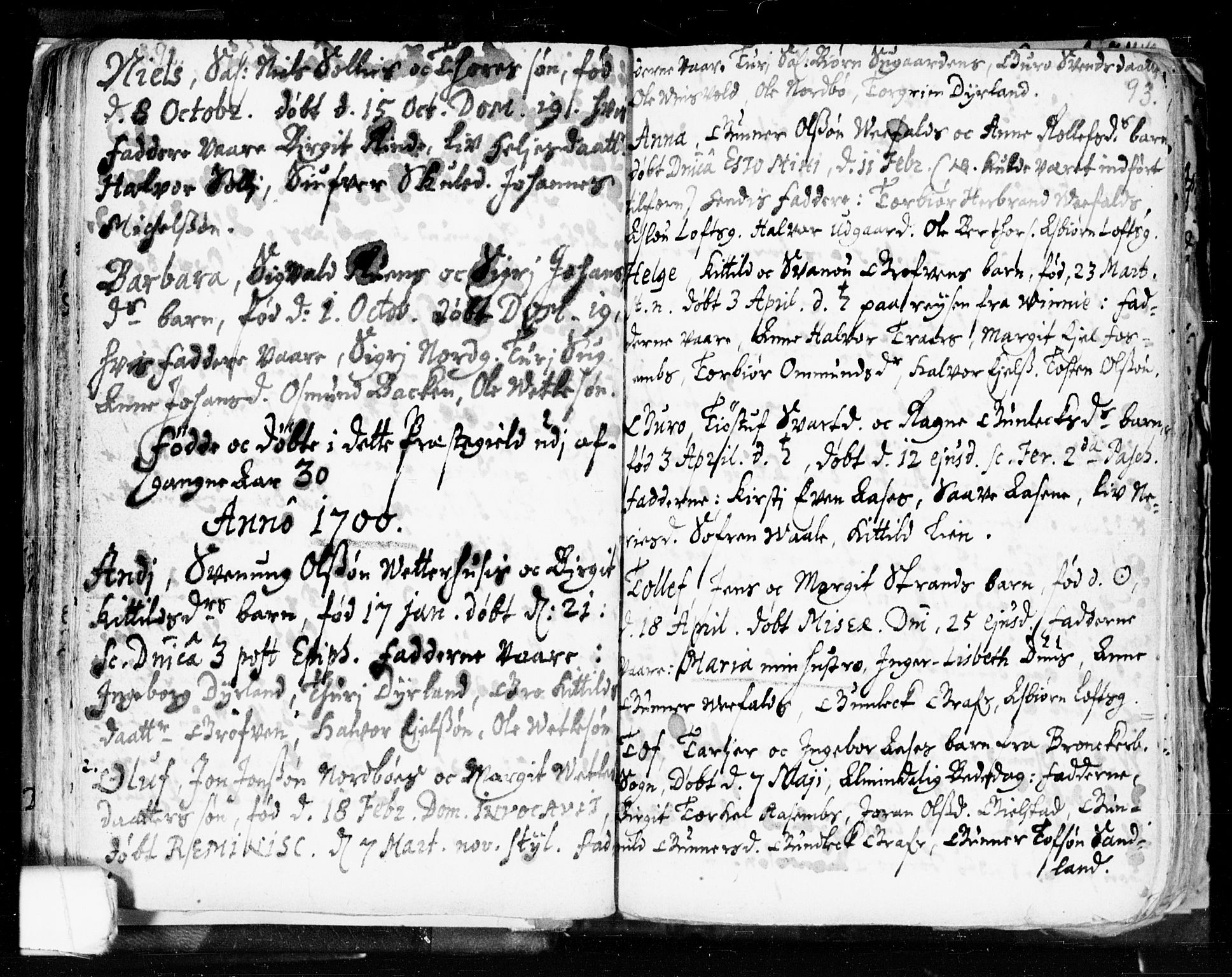 Seljord kirkebøker, SAKO/A-20/F/Fa/L0002: Parish register (official) no. I 2, 1689-1713, p. 92-93