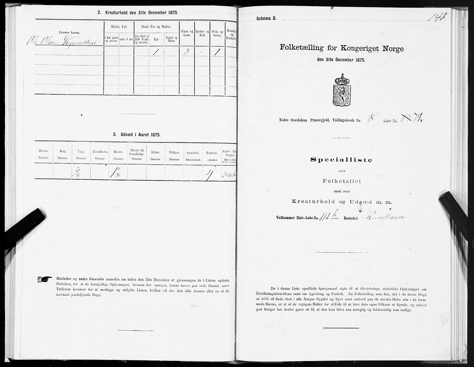 SAT, 1875 census for 1714P Nedre Stjørdal, 1875, p. 4143