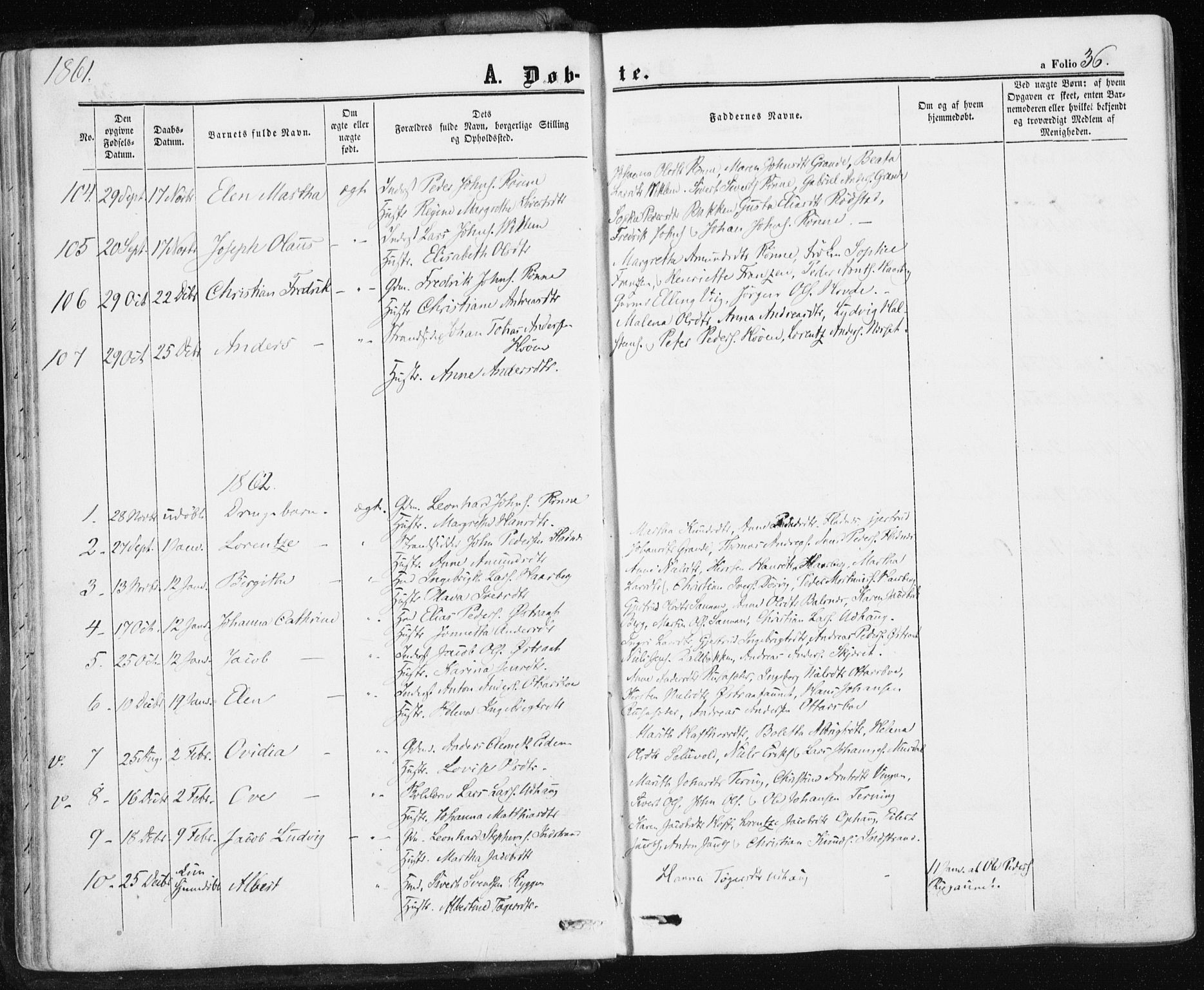 Ministerialprotokoller, klokkerbøker og fødselsregistre - Sør-Trøndelag, SAT/A-1456/659/L0737: Parish register (official) no. 659A07, 1857-1875, p. 36