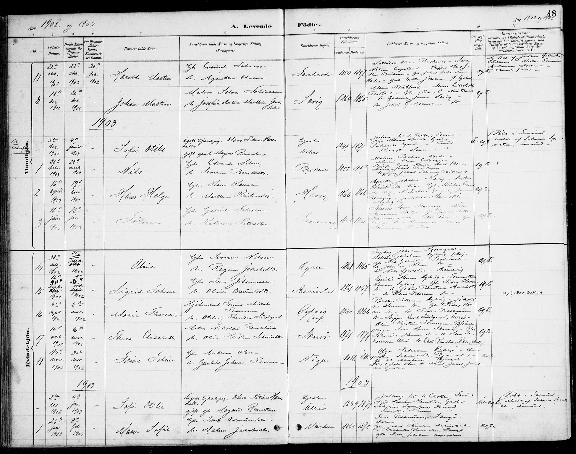 Herad sokneprestkontor, AV/SAK-1111-0018/F/Fa/Fab/L0005: Parish register (official) no. A 5, 1886-1913, p. 48