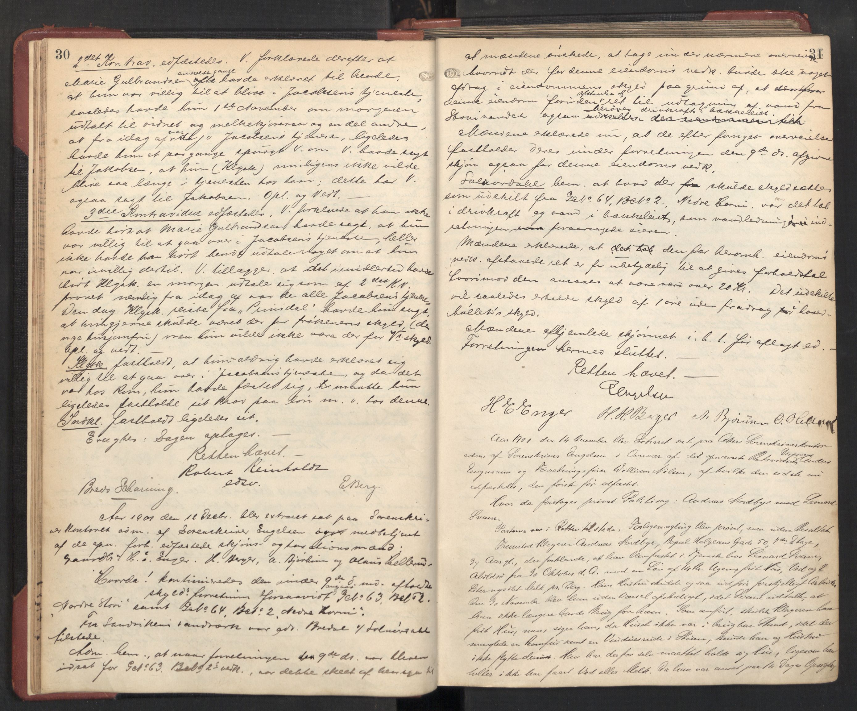 Aker sorenskriveri, AV/SAO-A-10895/F/Fc/Fcb/L0070: Ekstrarettsprotokoll, 1901-1906, p. 30-31