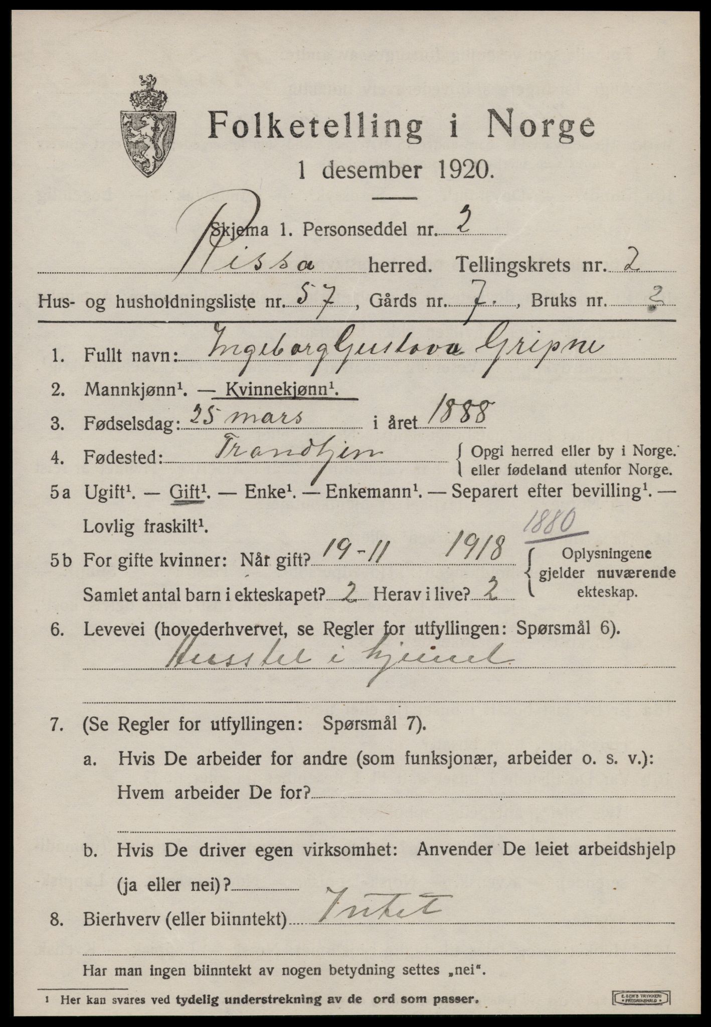 SAT, 1920 census for Rissa, 1920, p. 2339