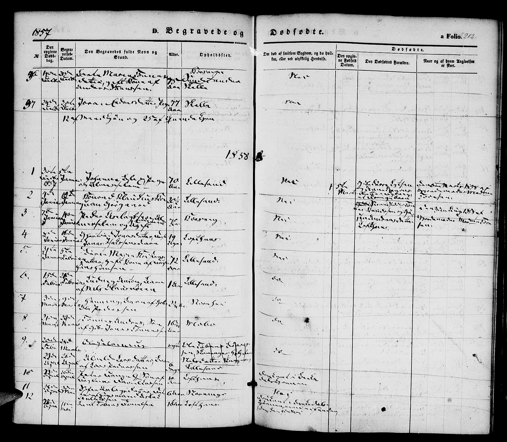 Vestre Moland sokneprestkontor, SAK/1111-0046/F/Fa/Fab/L0006: Parish register (official) no. A 6, 1850-1858, p. 212