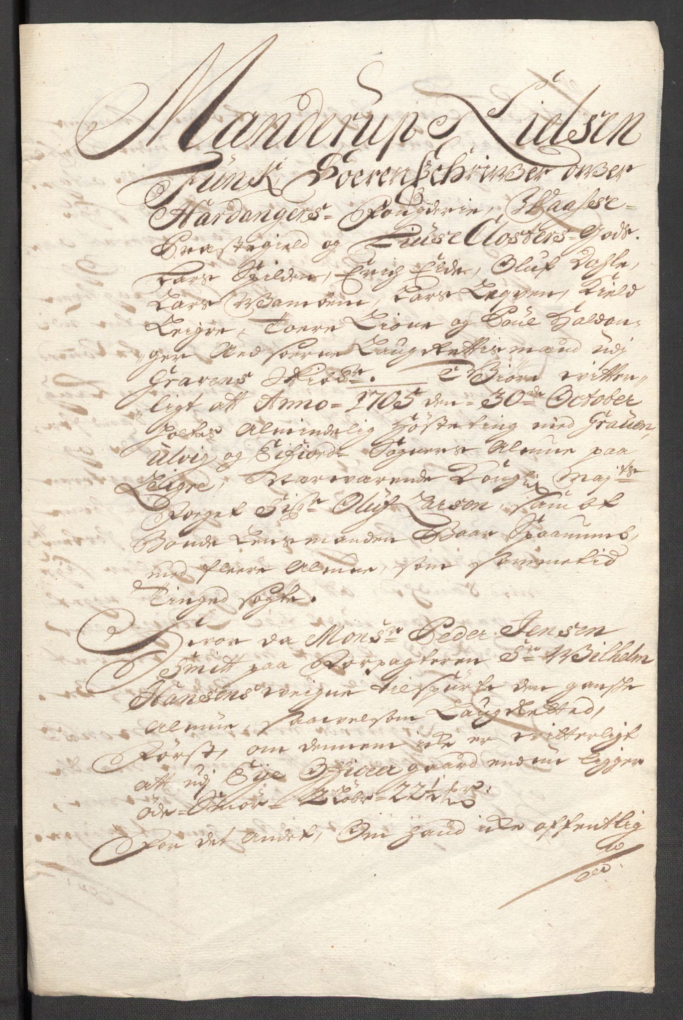 Rentekammeret inntil 1814, Reviderte regnskaper, Fogderegnskap, AV/RA-EA-4092/R48/L2983: Fogderegnskap Sunnhordland og Hardanger, 1705, p. 229